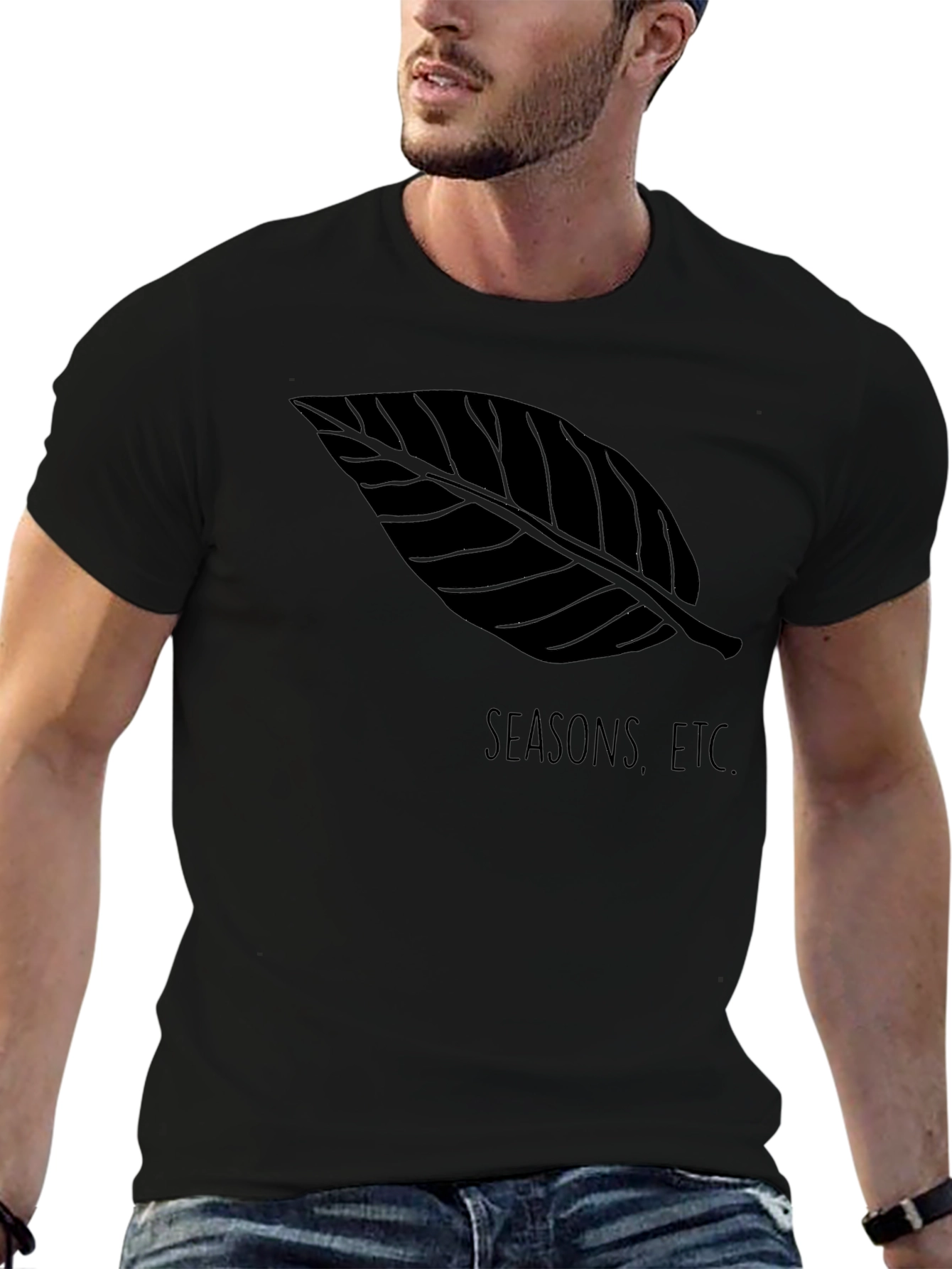 Seasons Etc. Black Leaf Graphic Tee