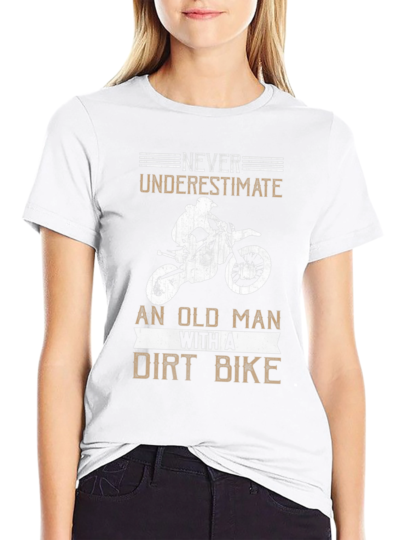 Never Underestimate an Old Man Dirt Bike Black Tee