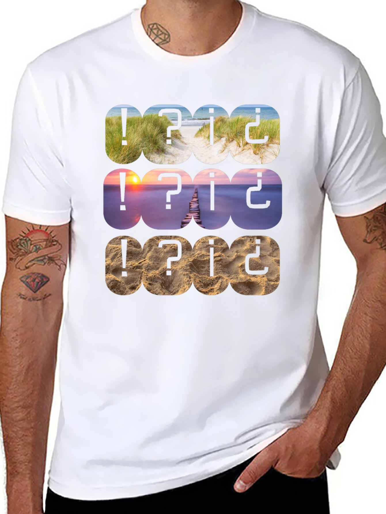 Beach Scenery Pattern T-Shirt