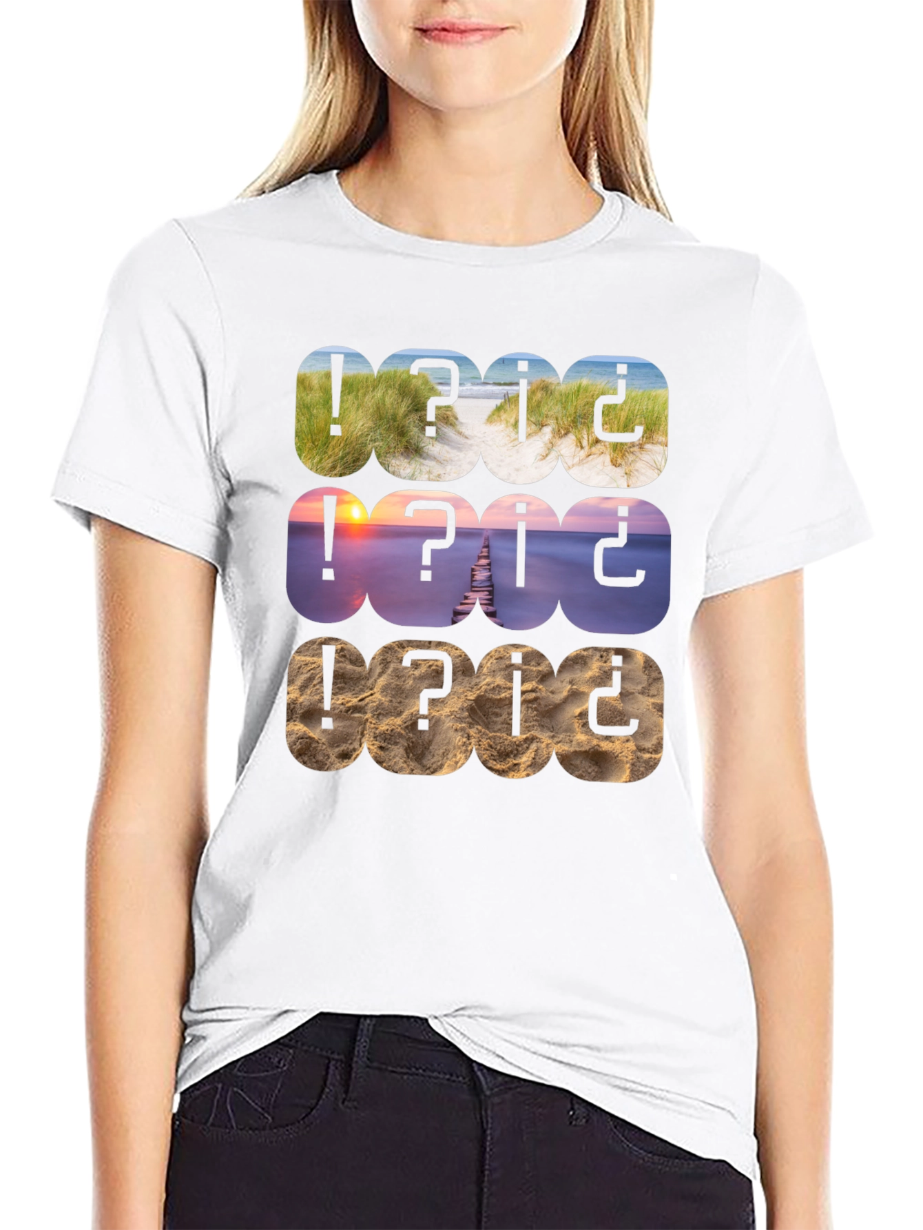 Beach Scenery Pattern T-Shirt