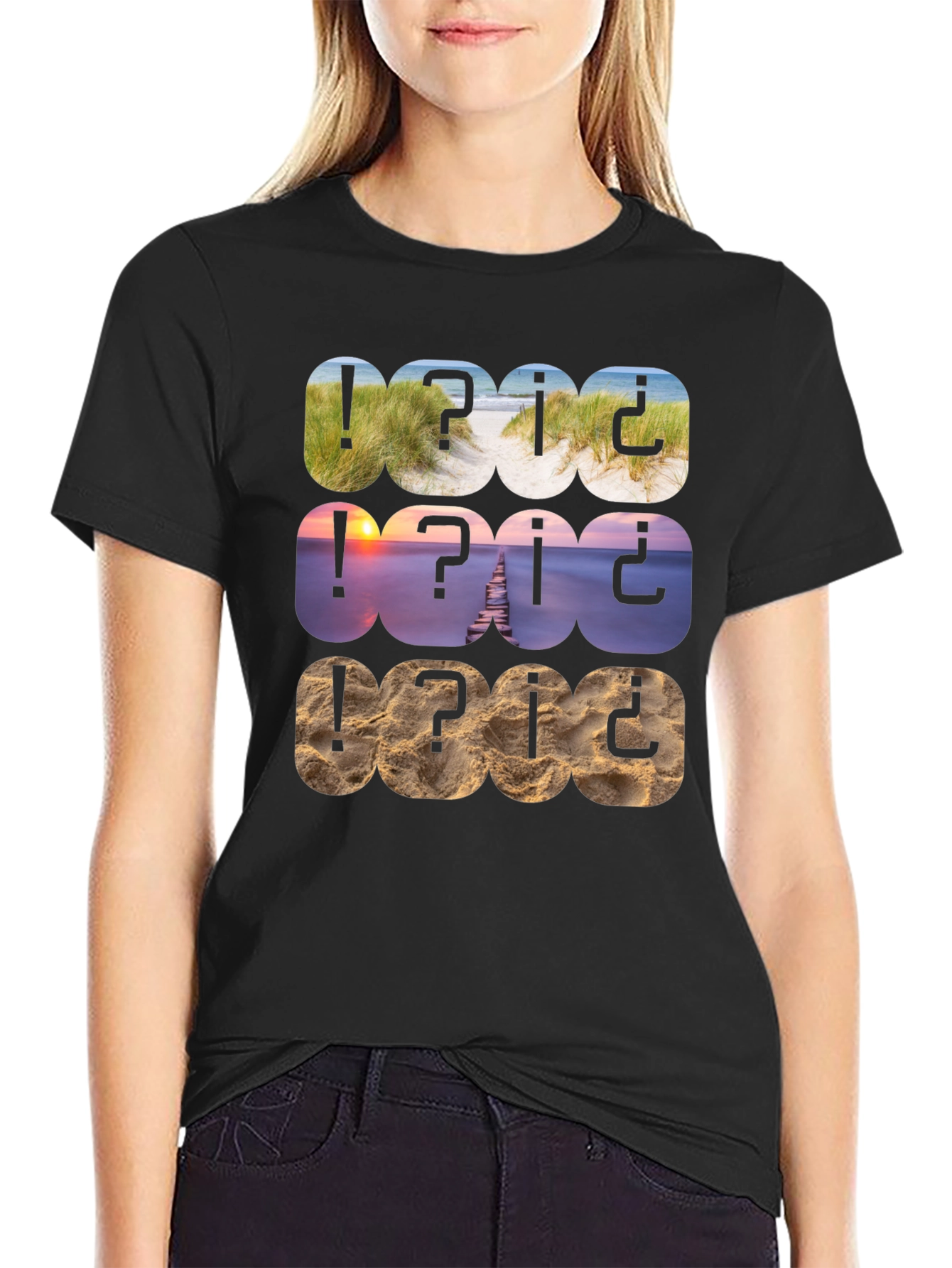 Beach Scenery Pattern T-Shirt