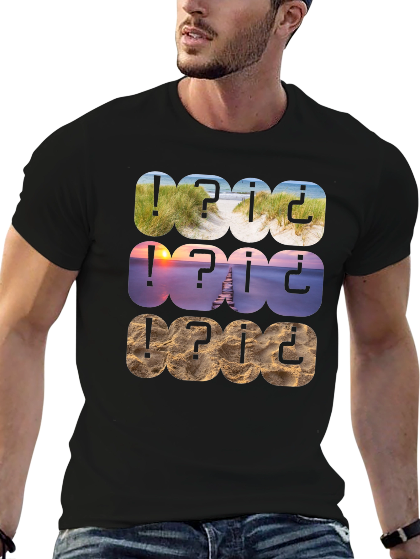 Beach Scenery Pattern T-Shirt