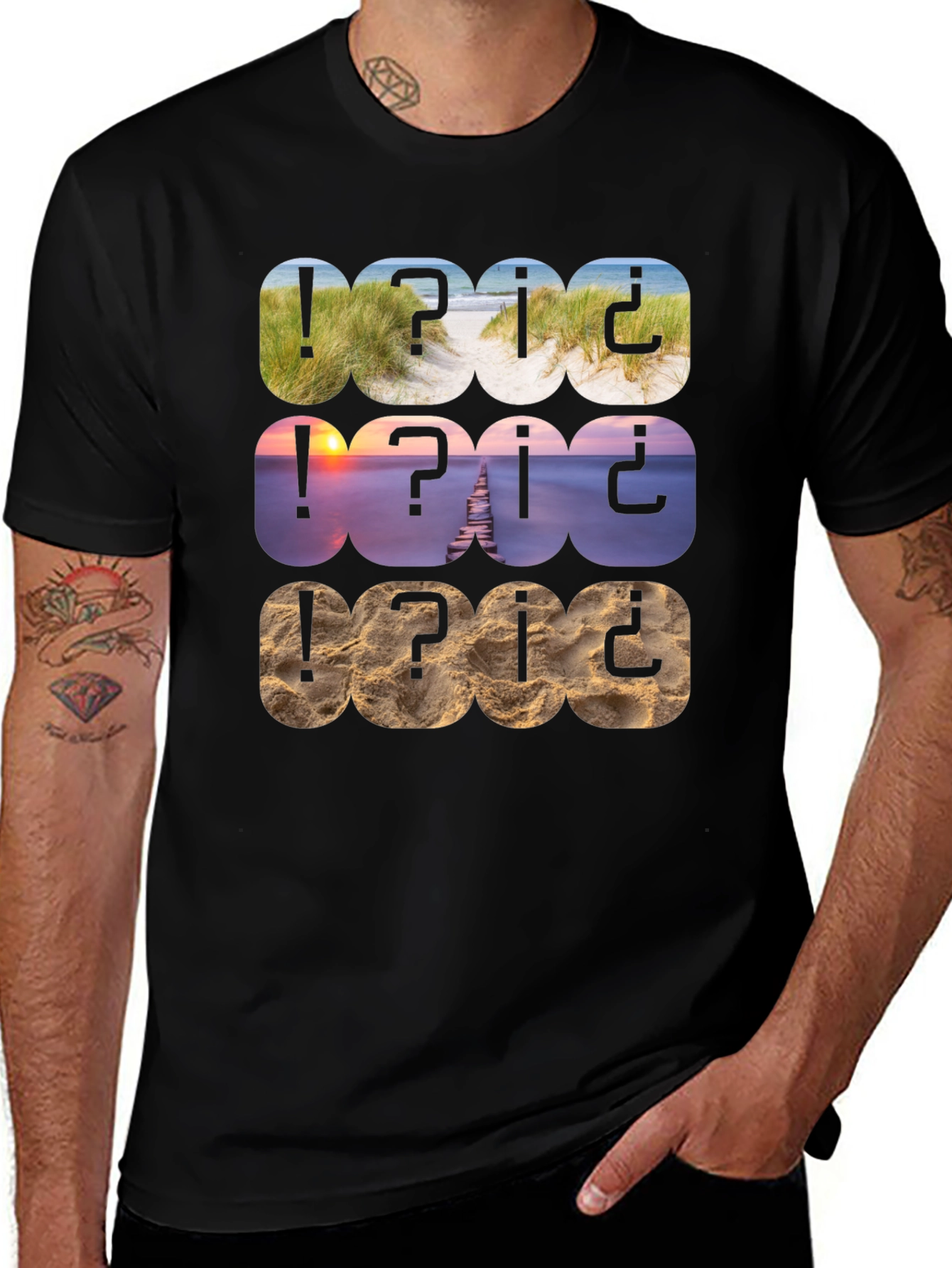 Beach Scenery Pattern T-Shirt