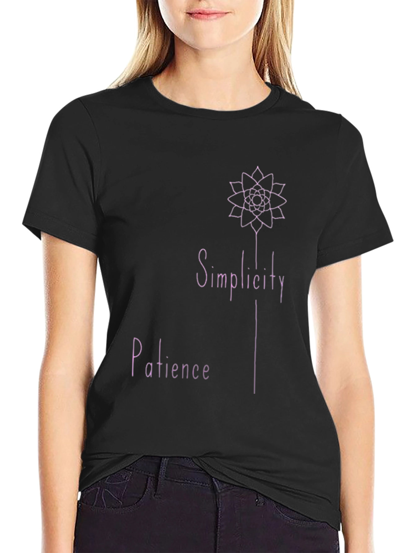 Minimalist Simplicity Patience Black T-Shirt