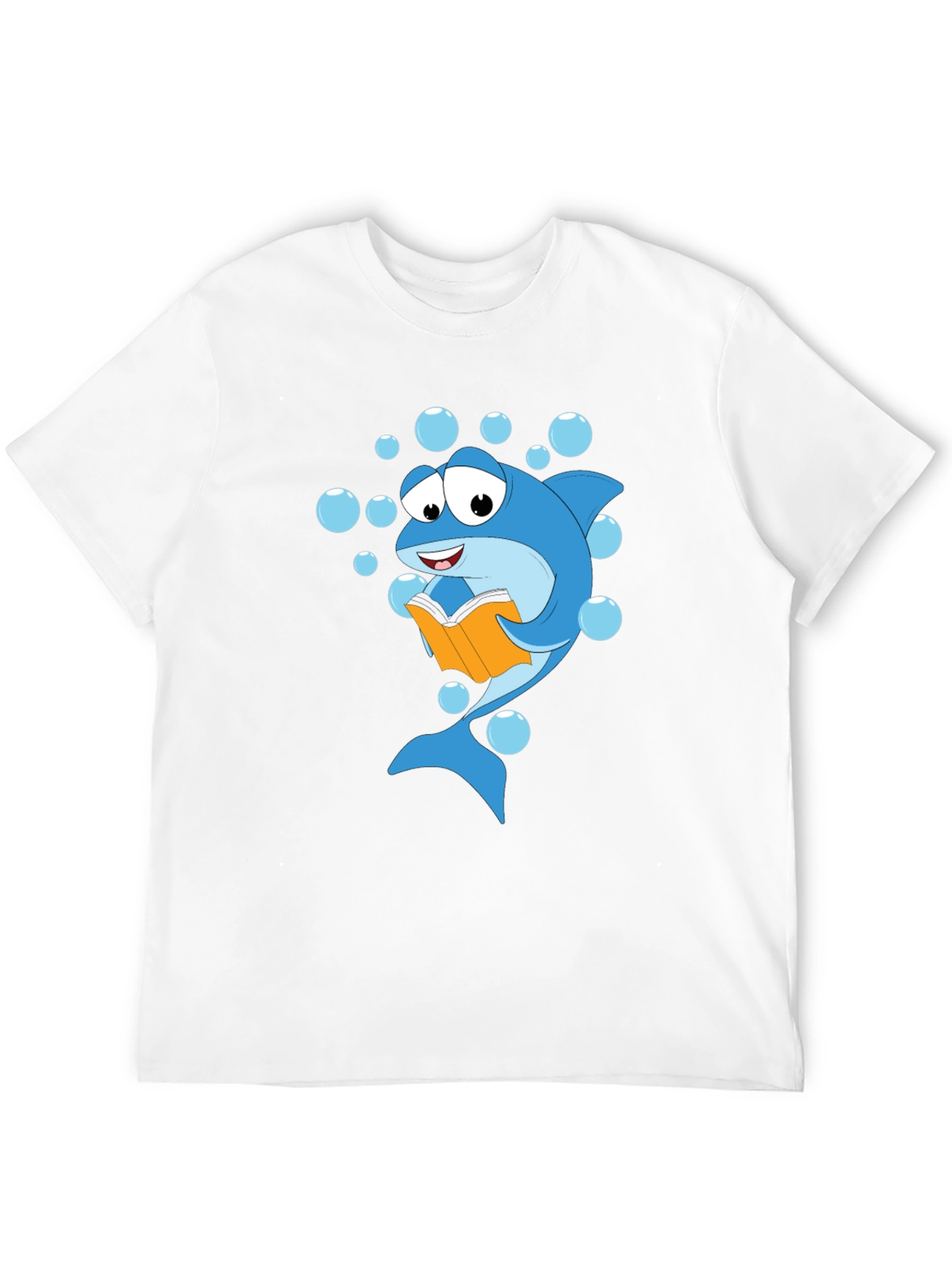 Reading Shark Graphic Tee - Black Cotton T-Shirt