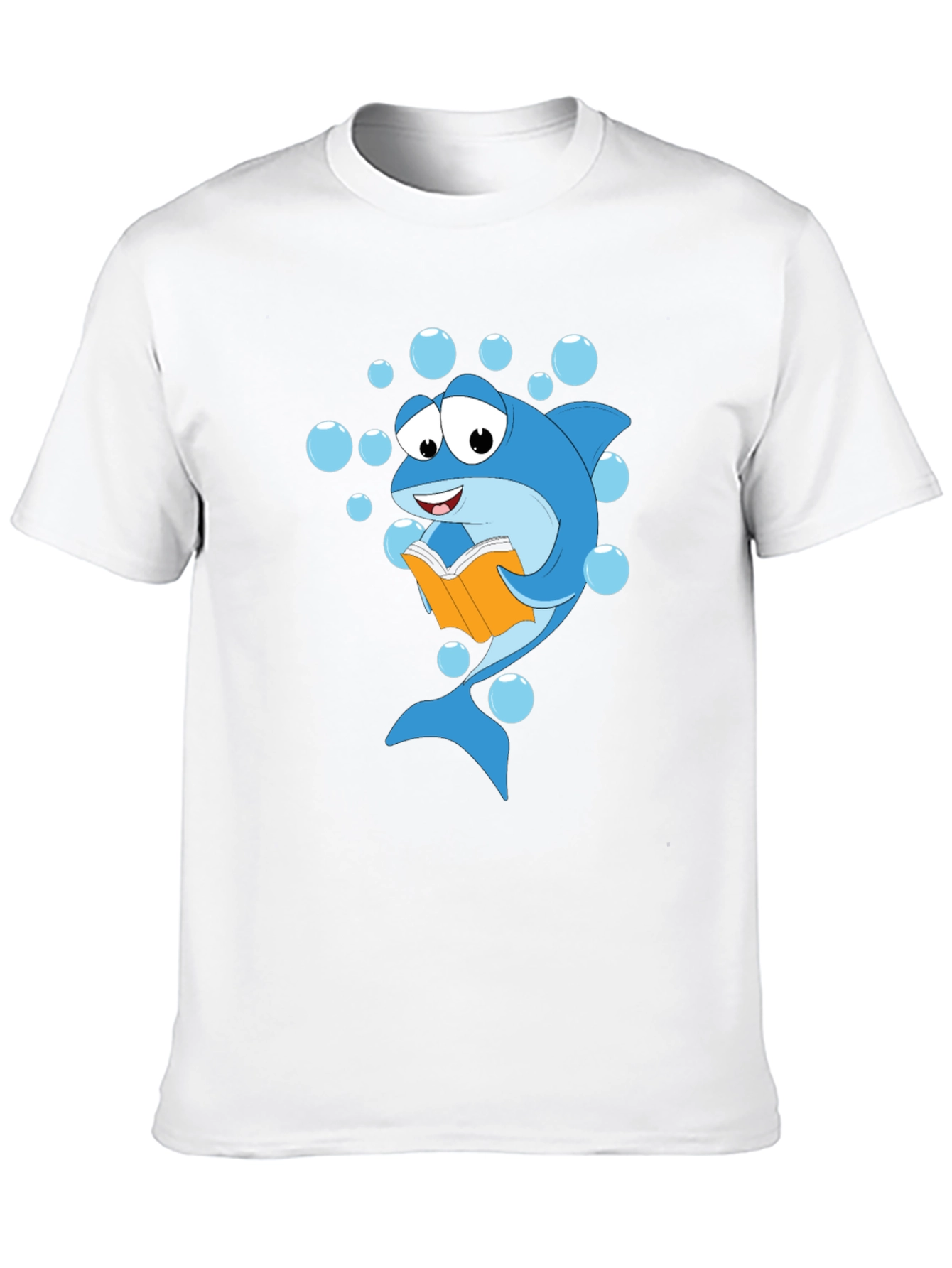 Reading Shark Graphic Tee - Black Cotton T-Shirt