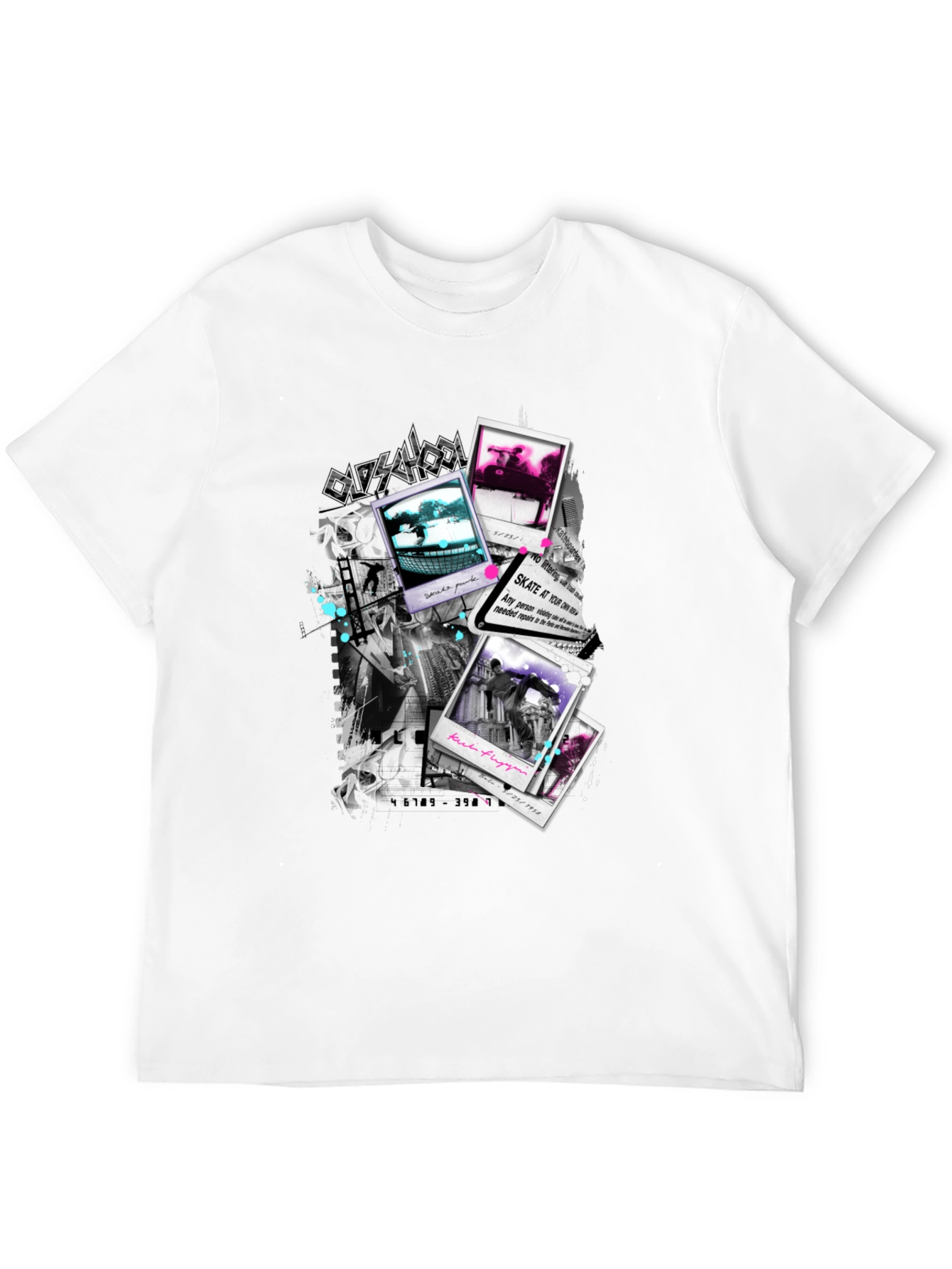Skate Photos Graphic Print Black T-Shirt