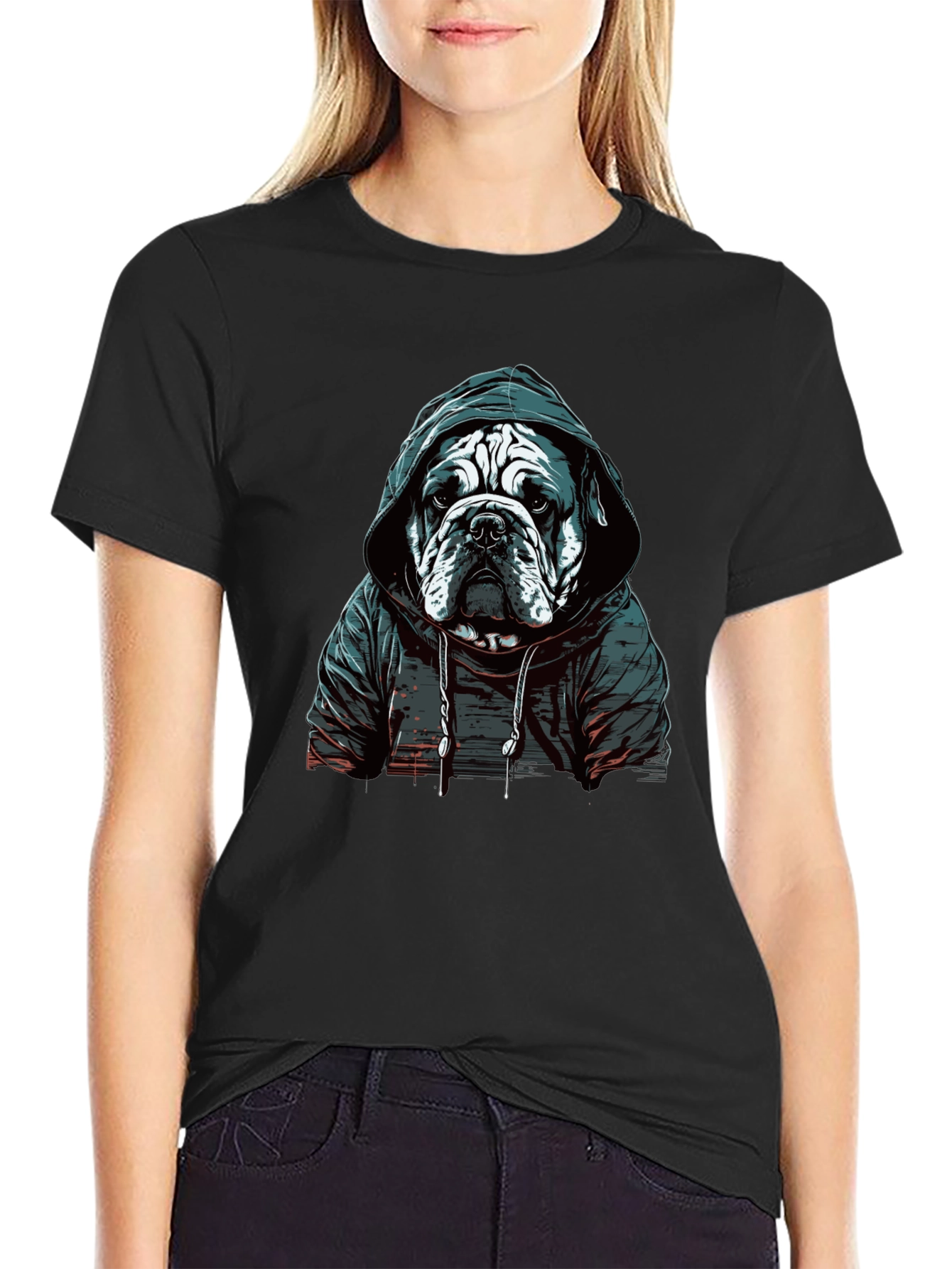 Hooded Bulldog Graphic T-Shirt