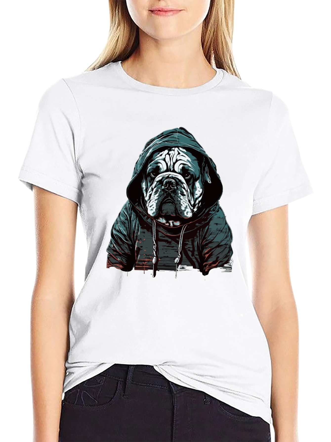 Hooded Bulldog Graphic T-Shirt