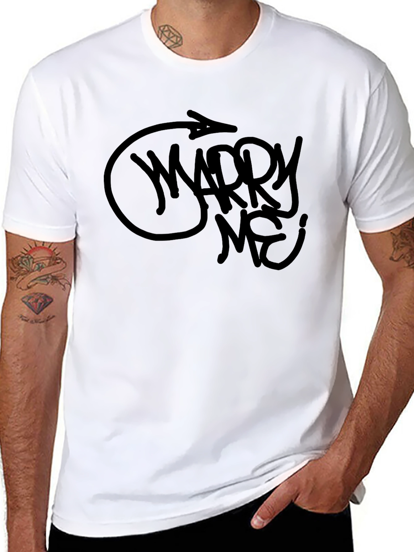 Marry Me? Graphic Tee - Mens Black T-Shirt