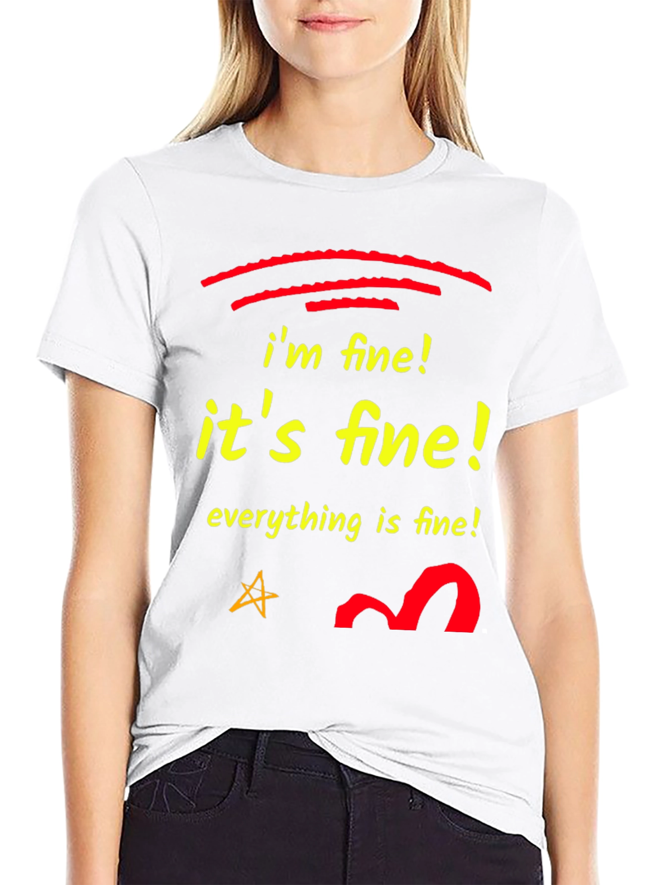 Im Fine! Black Graphic T-Shirt