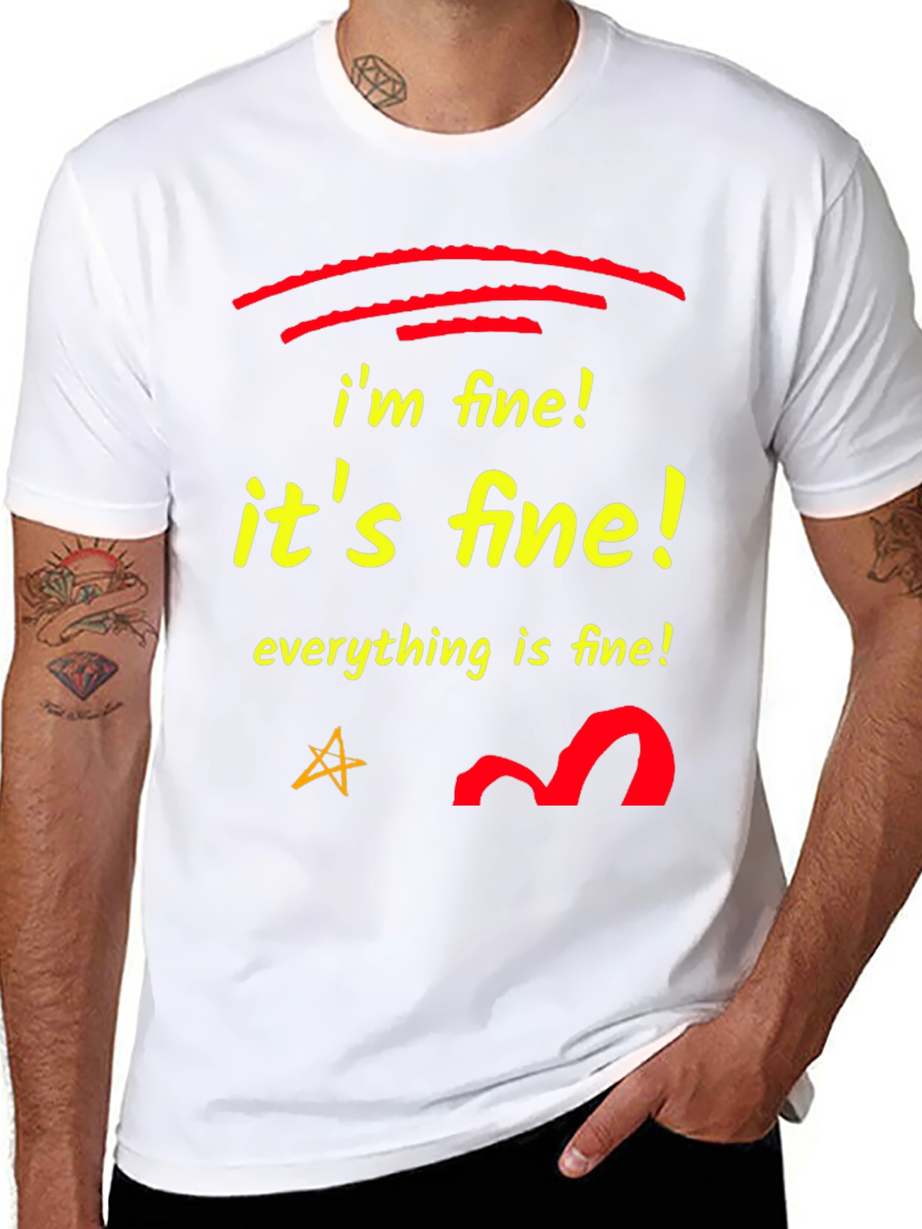 Im Fine! Black Graphic T-Shirt