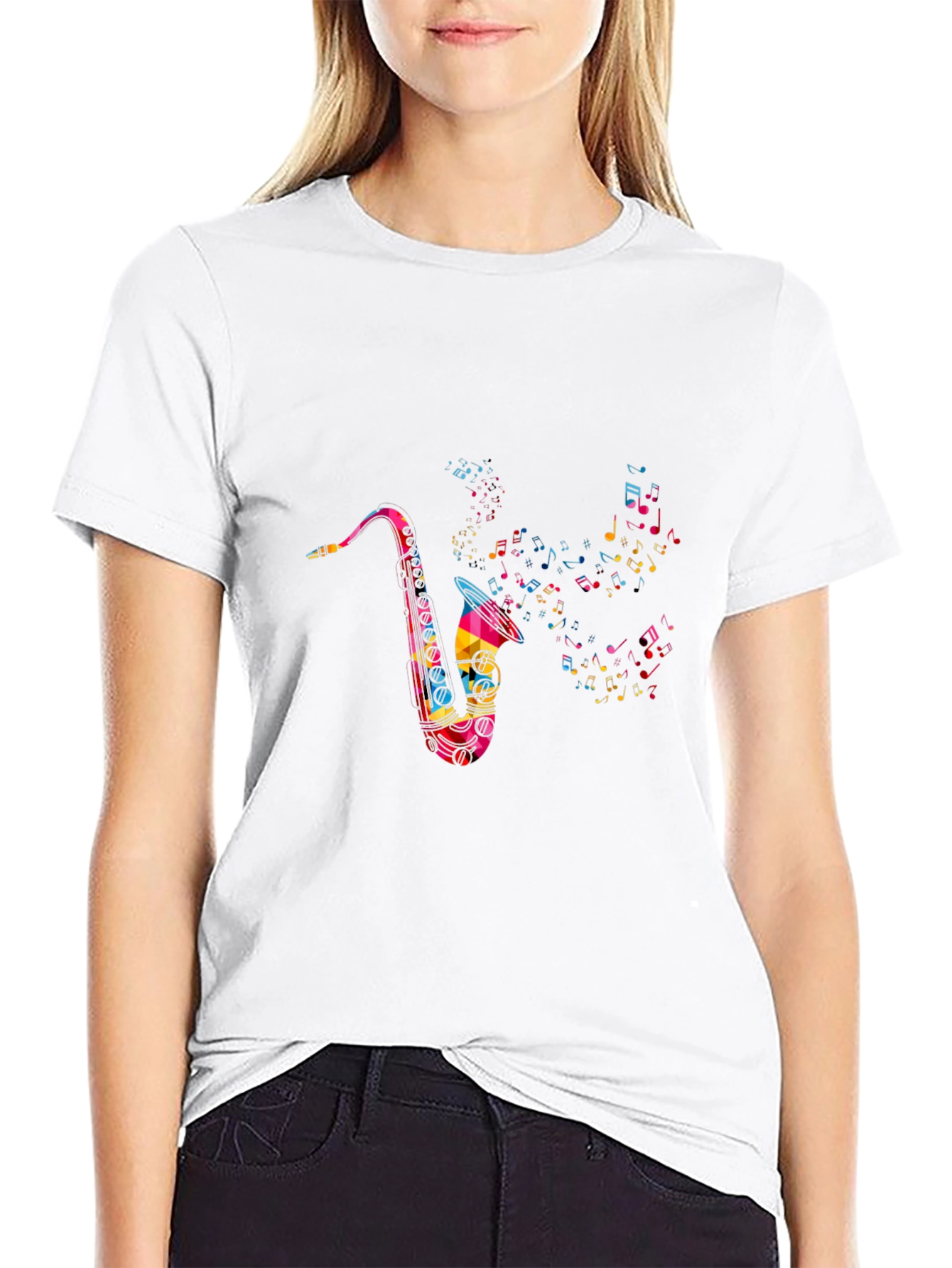 Saxophone Music Notes Graphic Tee
