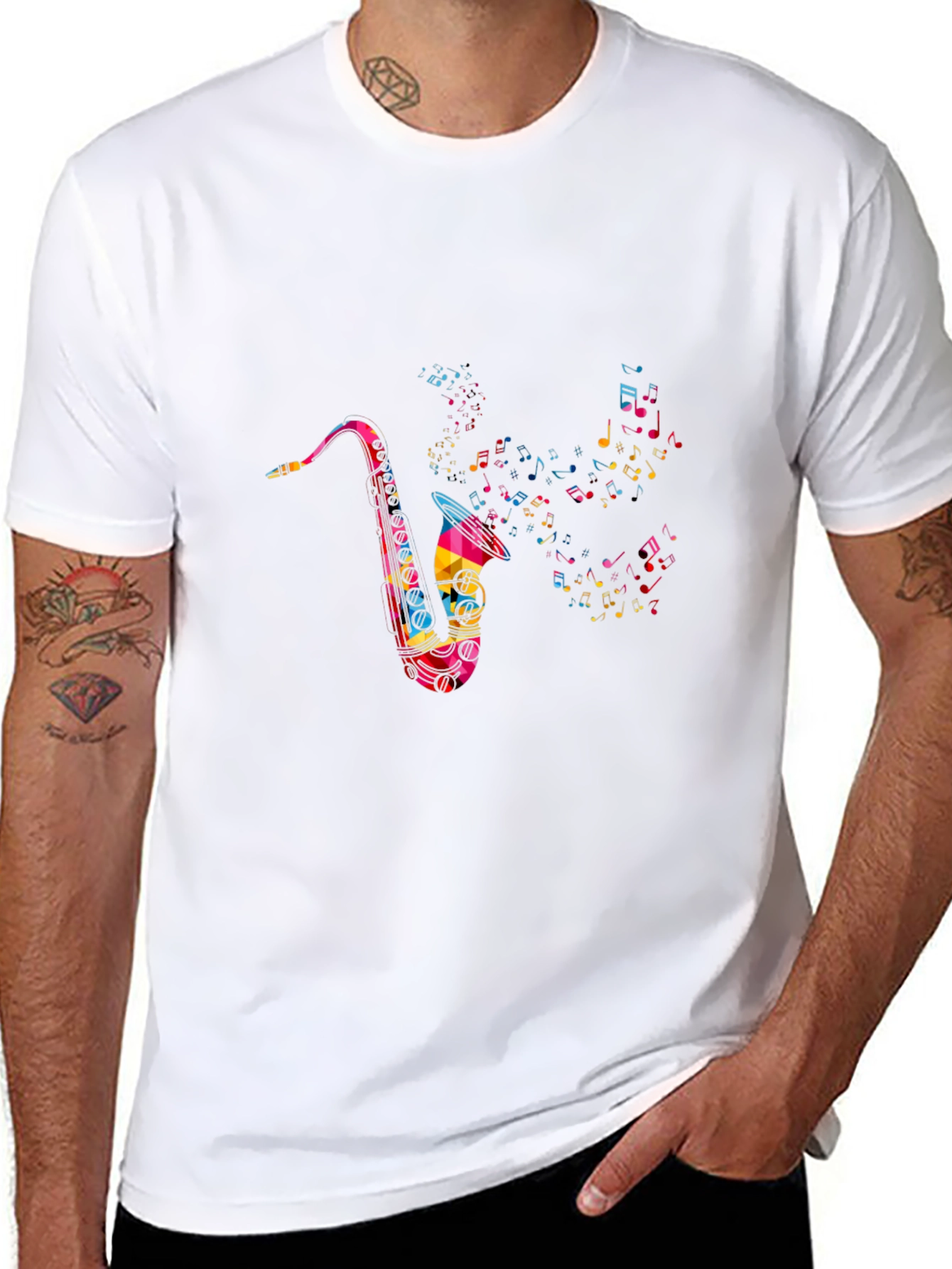 Saxophone Music Notes Graphic Tee