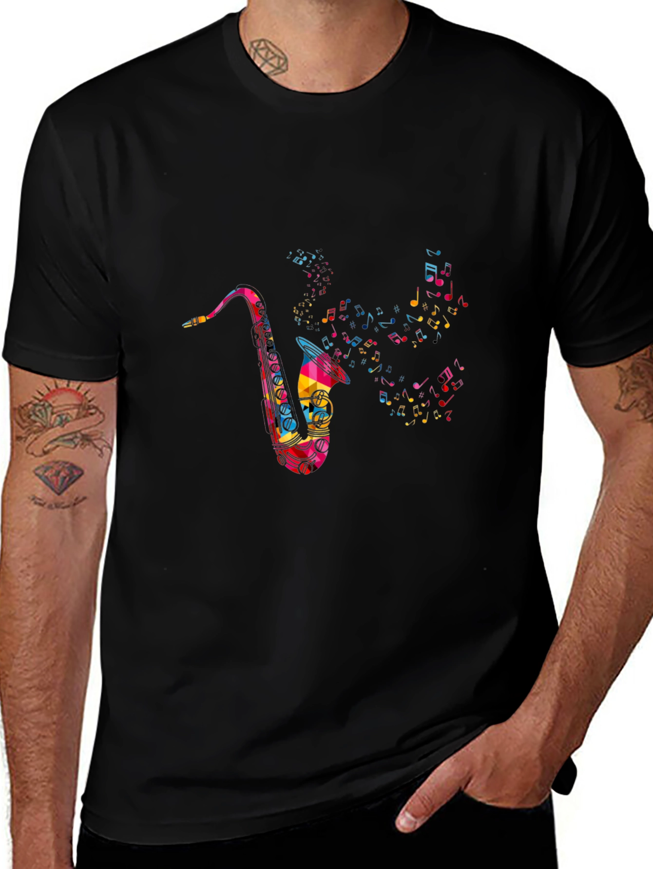 Saxophone Music Notes Graphic Tee