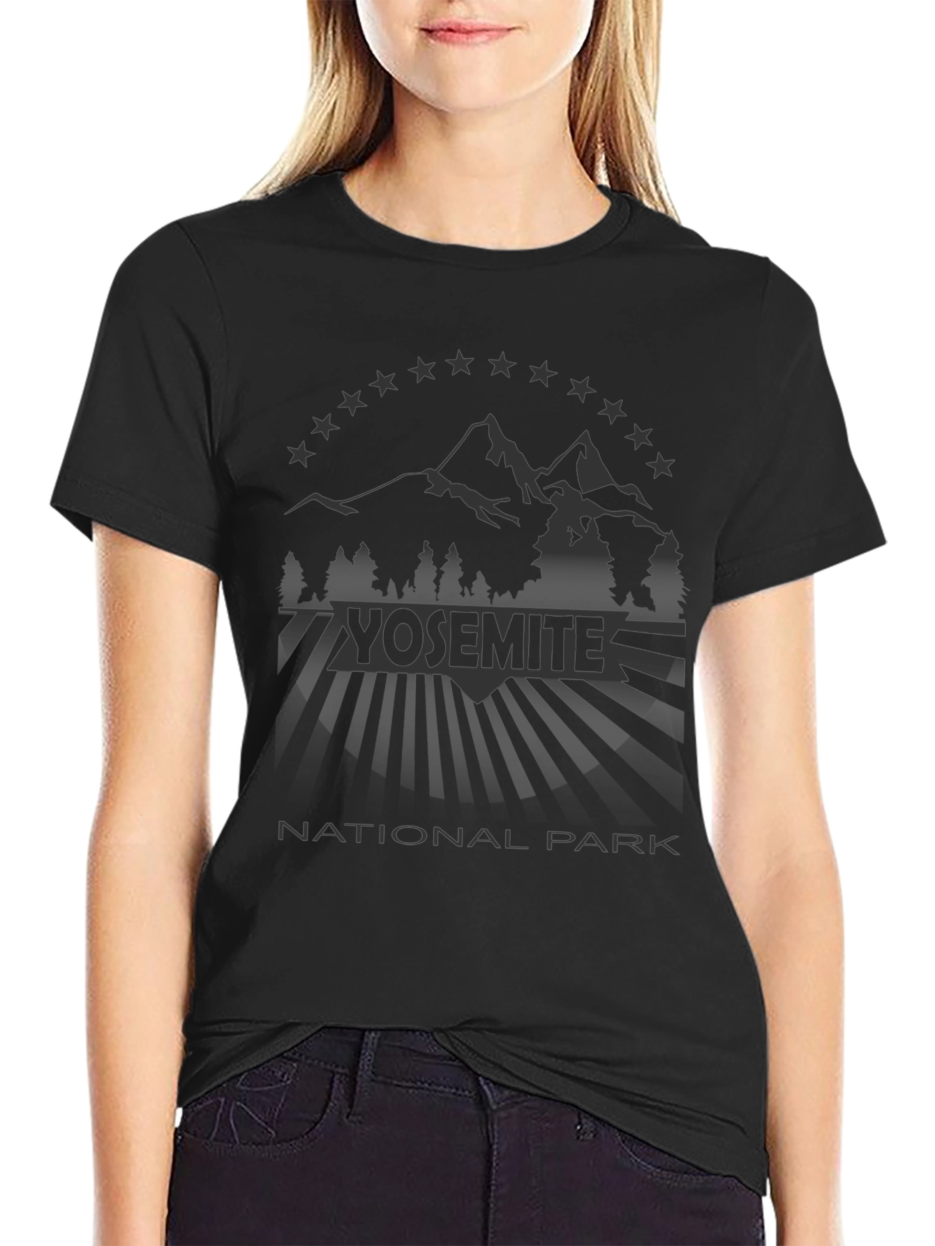 Yosemite National Park Mens Black T-Shirt