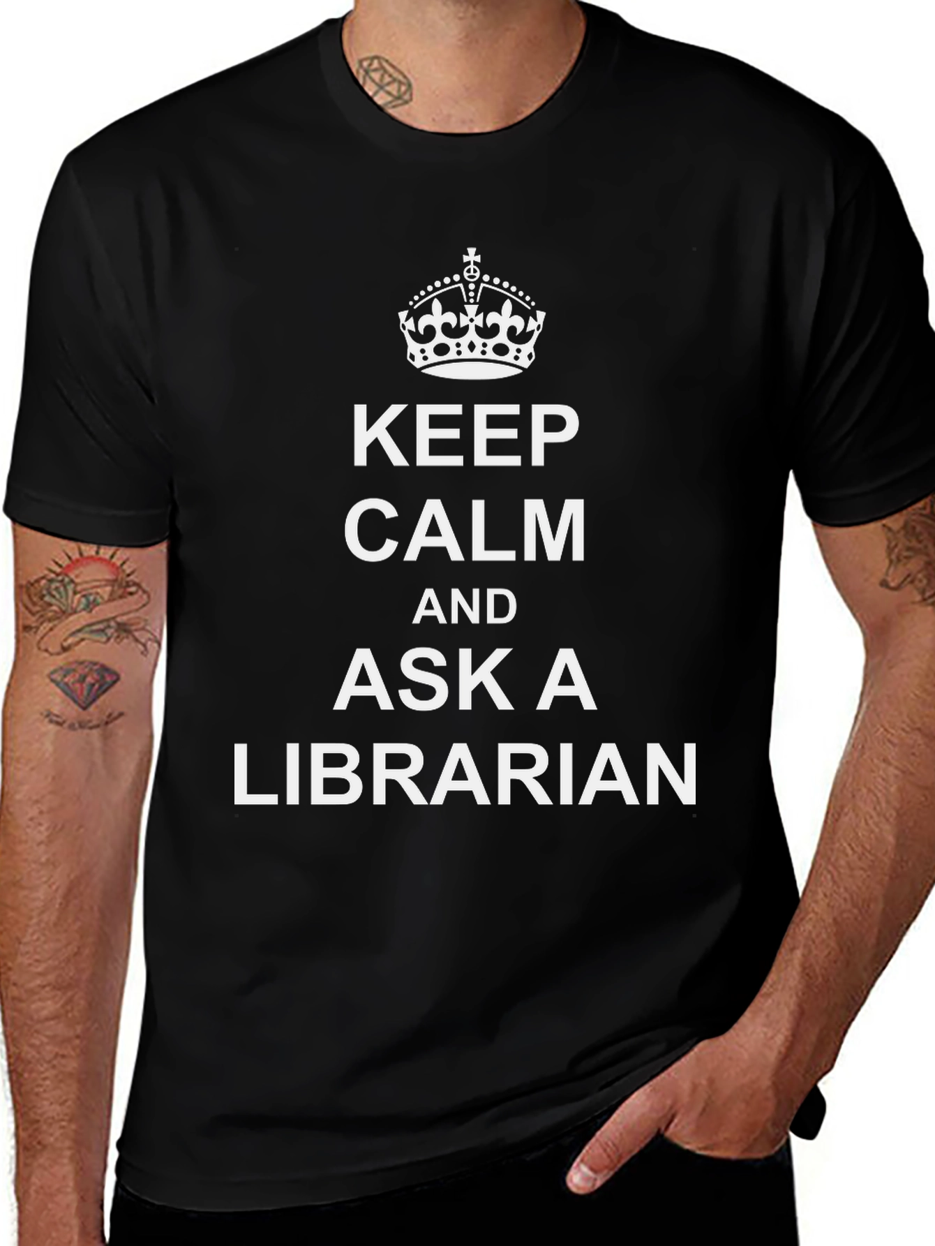 Keep Calm and Ask a Librarian Black T-Shirt