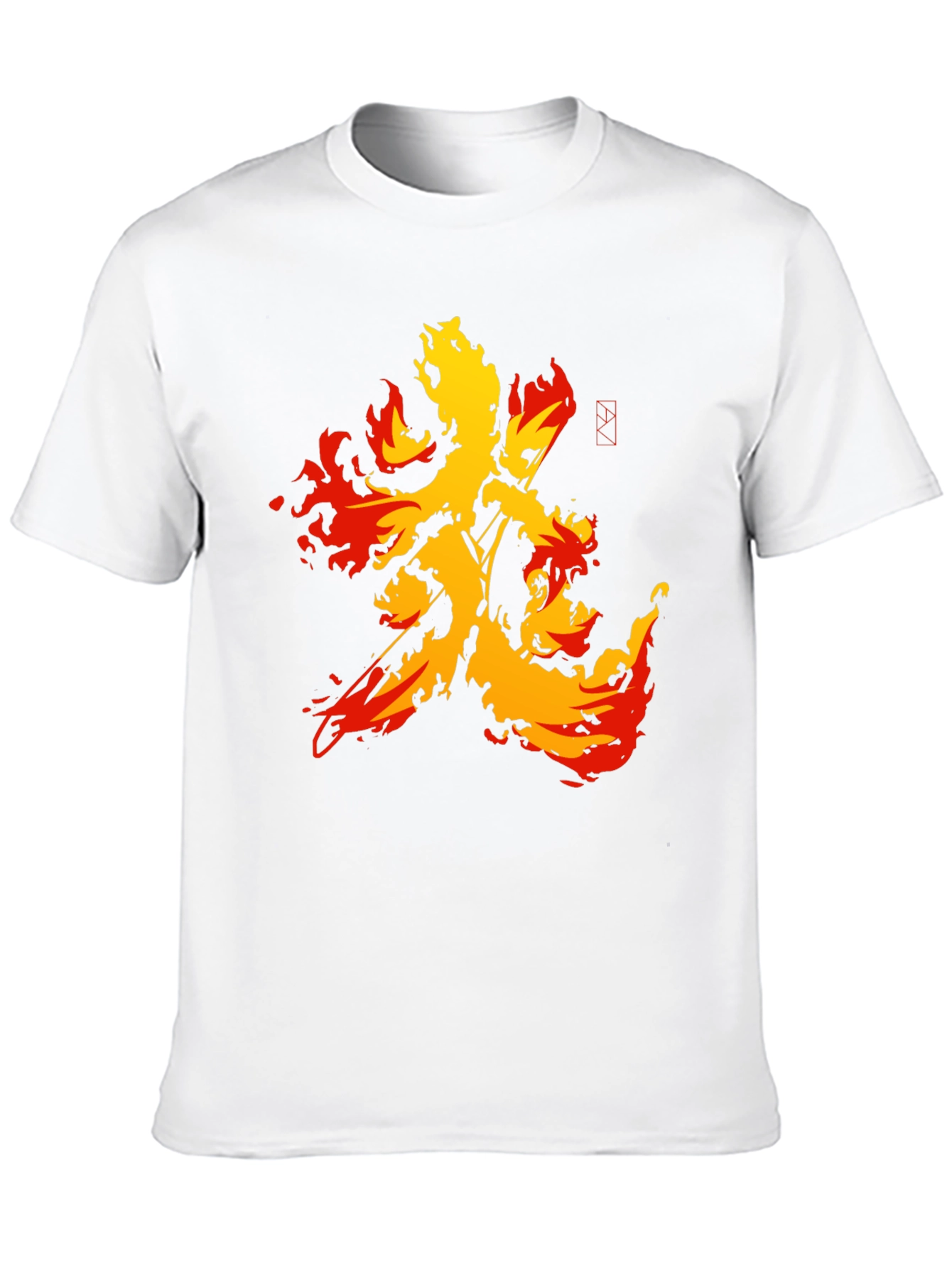 Fiery Kanji Graphic Tee - Bold Black Shirt