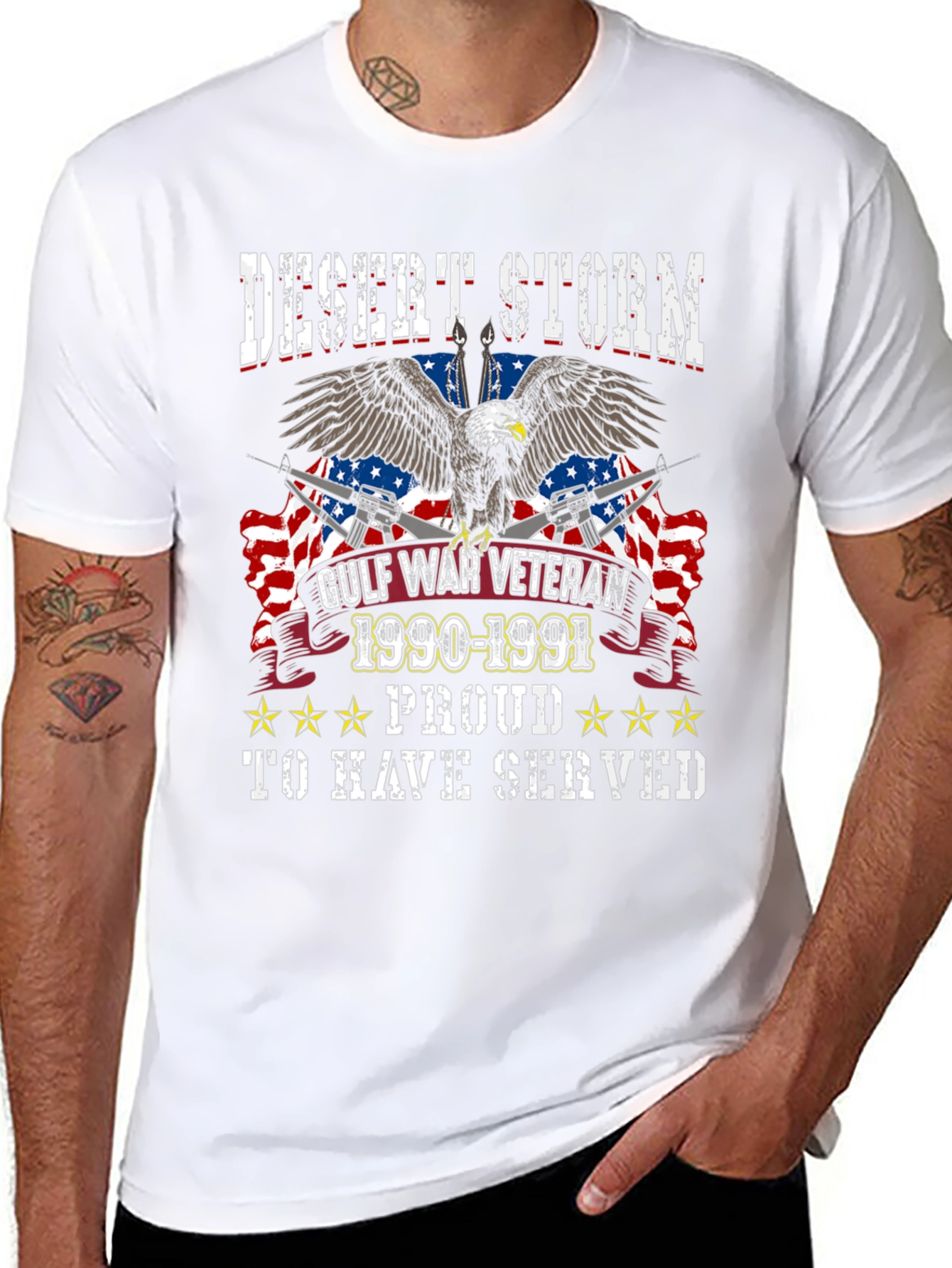 Desert Storm Veteran 1990-1991 Eagle Graphic T-Shirt