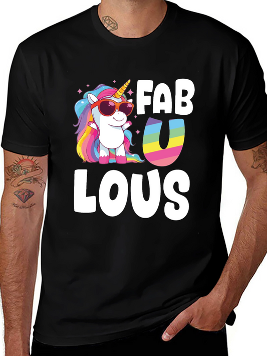 Fabulous Unicorn Graphic Tee - Black Cotton Blend