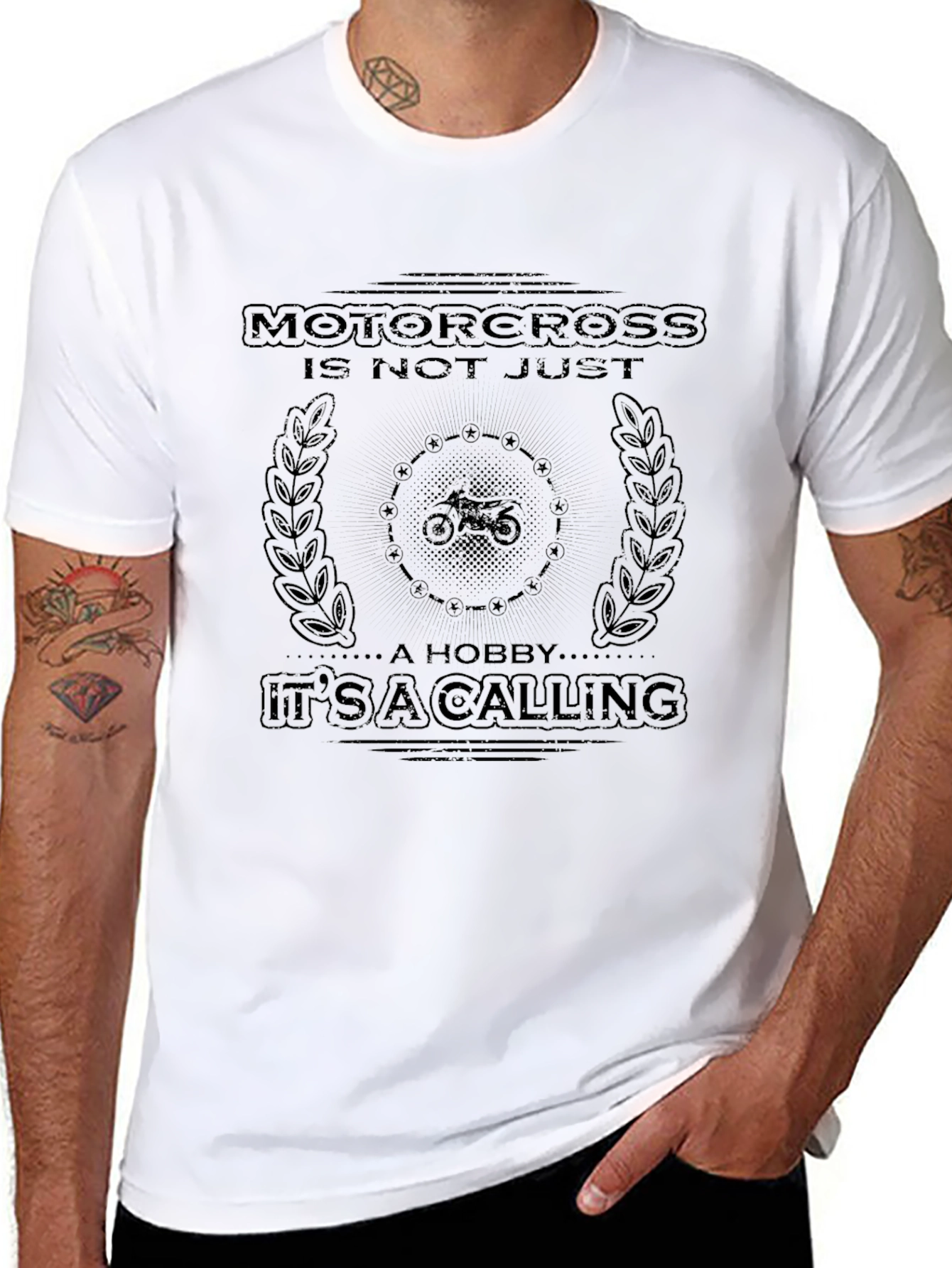Motocross Calling Black Graphic T-Shirt