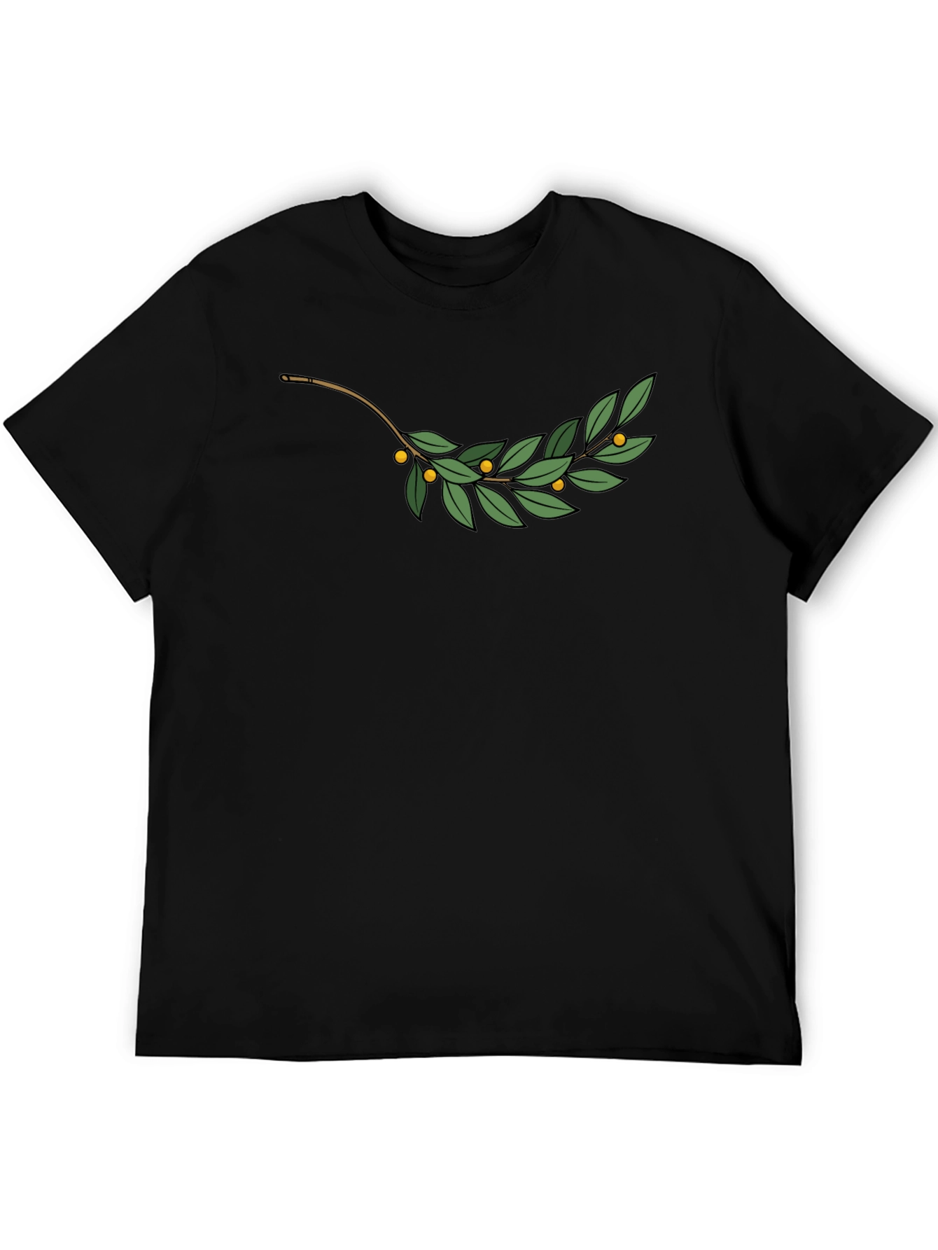 Olive Branch Graphic Tee - Black Casual T-Shirt