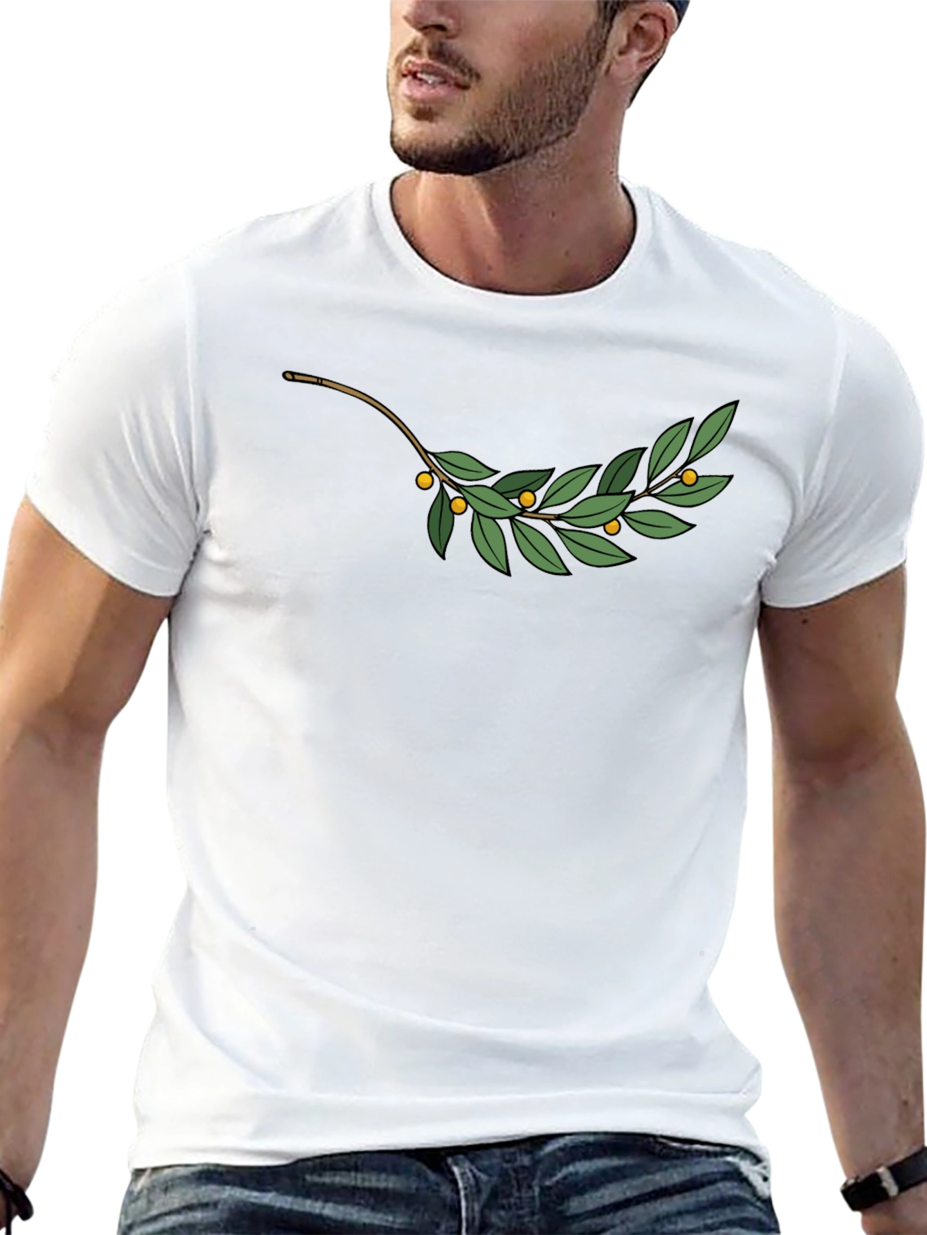 Olive Branch Graphic Tee - Black Casual T-Shirt