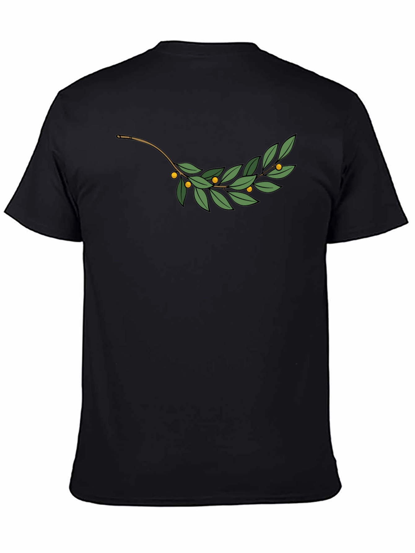 Olive Branch Graphic Tee - Black Casual T-Shirt