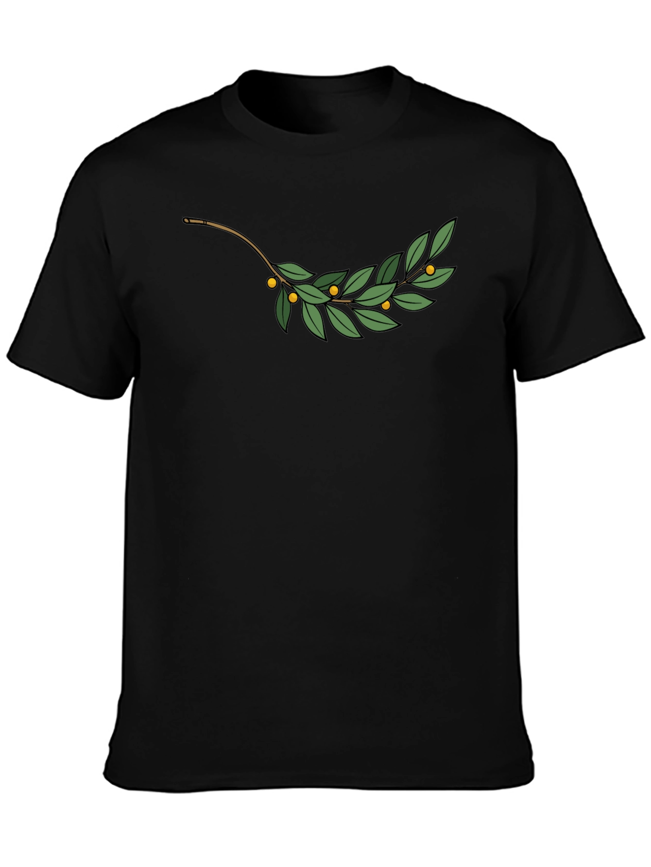 Olive Branch Graphic Tee - Black Casual T-Shirt