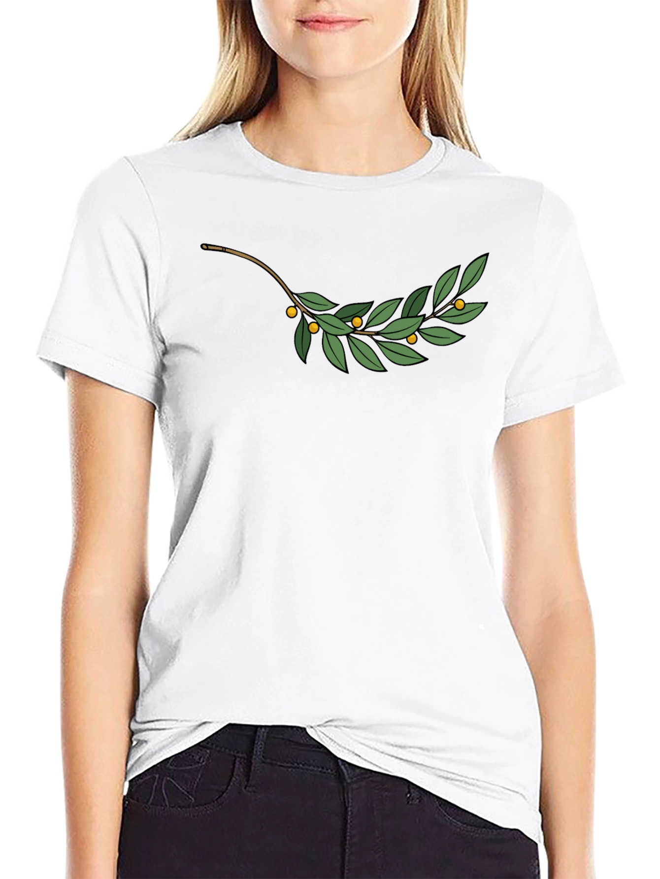 Olive Branch Graphic Tee - Black Casual T-Shirt
