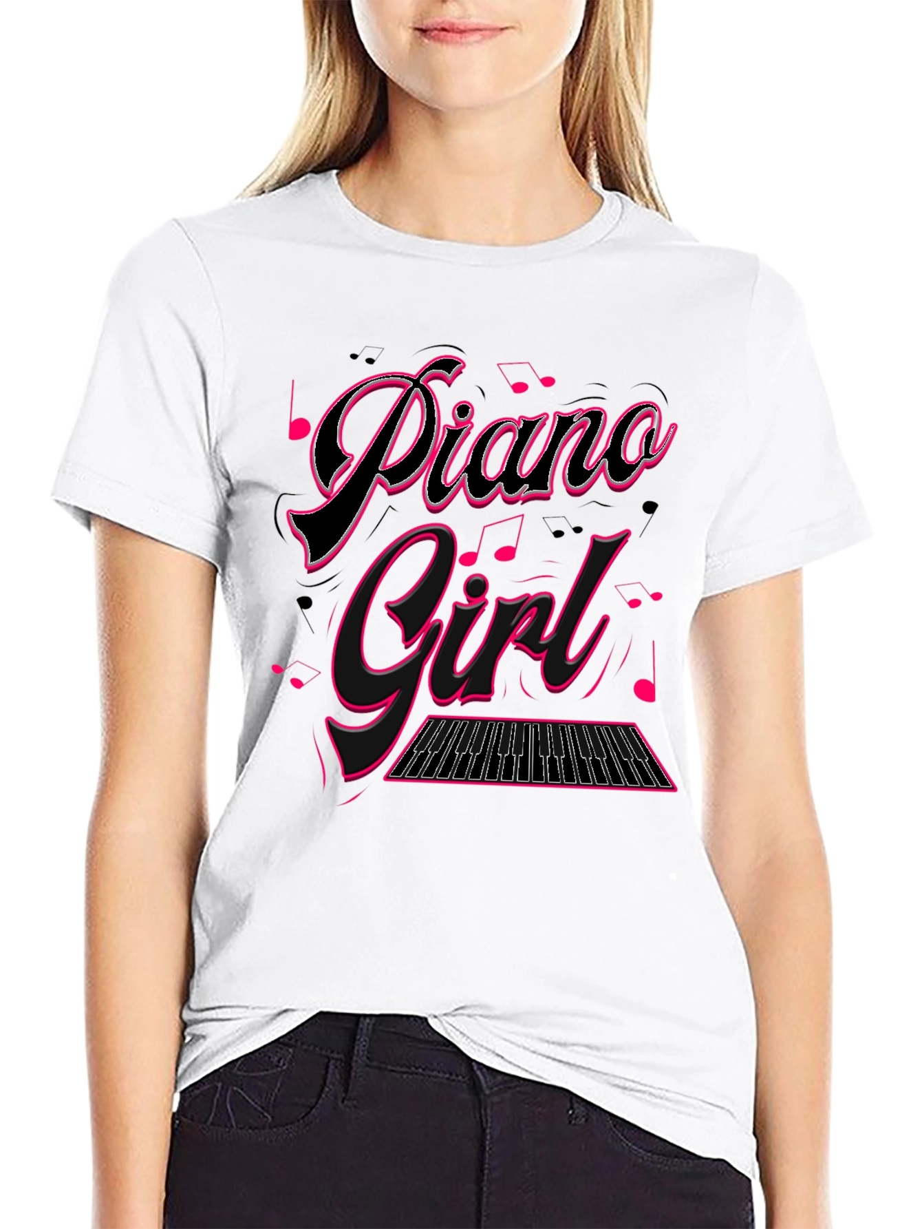 Piano Girl Black Graphic Tee