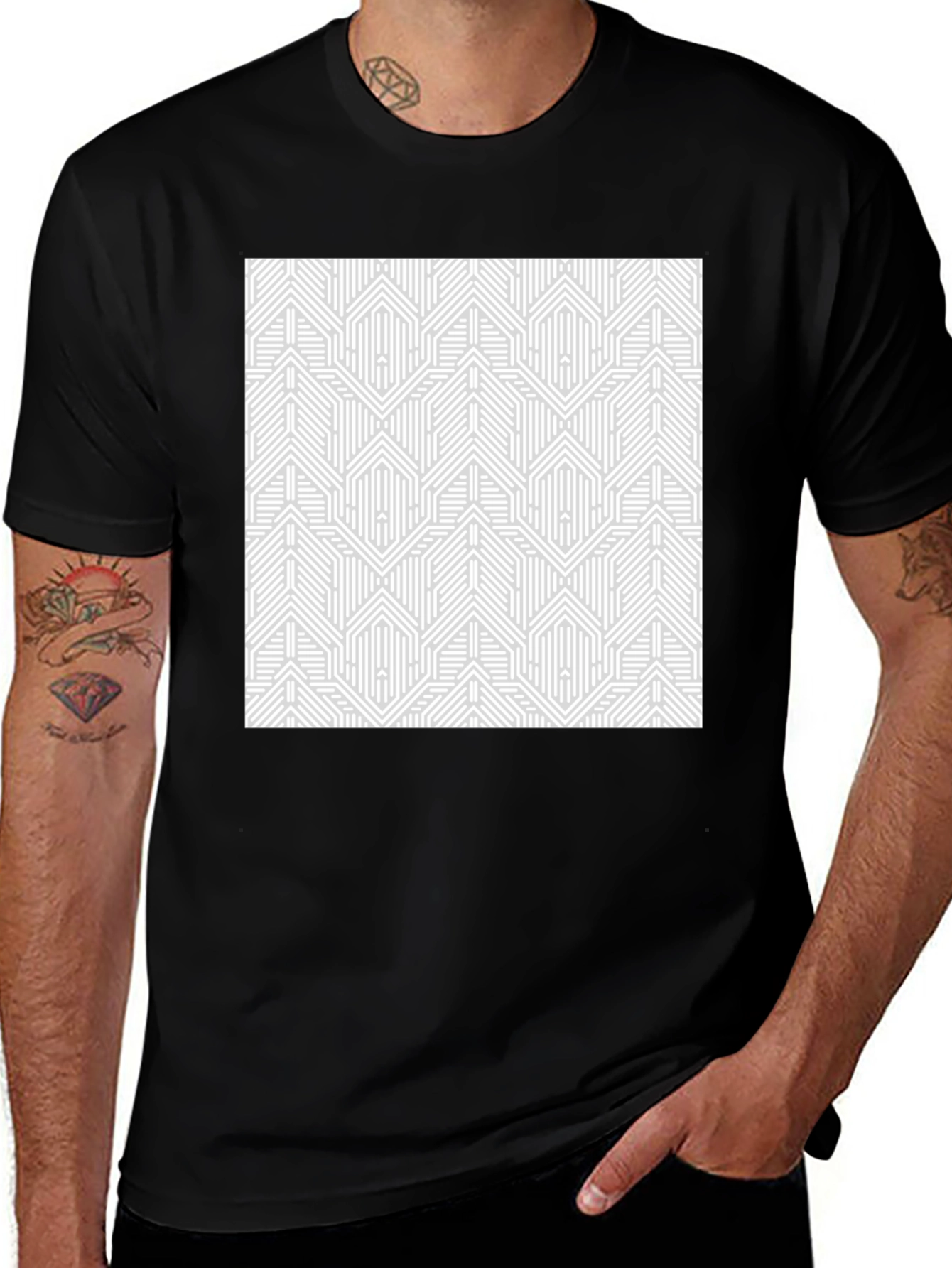 Geometric Pattern Graphic Tee - Modern Design