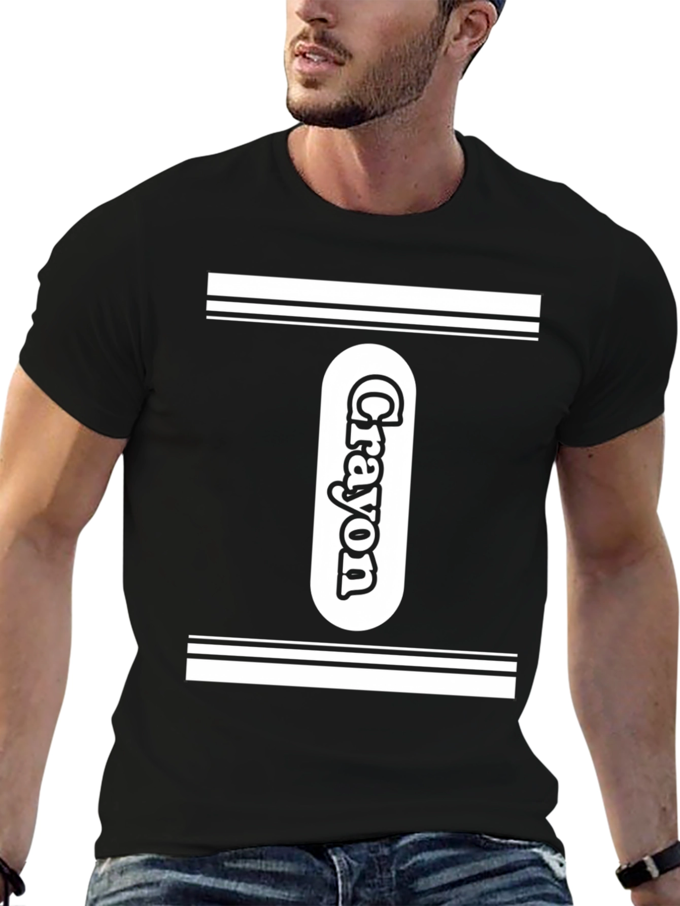 Crayon Graphic T-Shirt - Black Unique Design