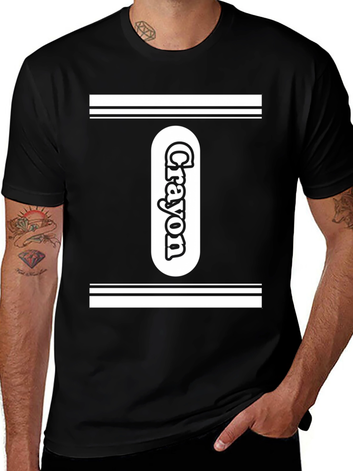 Crayon Graphic T-Shirt - Black Unique Design