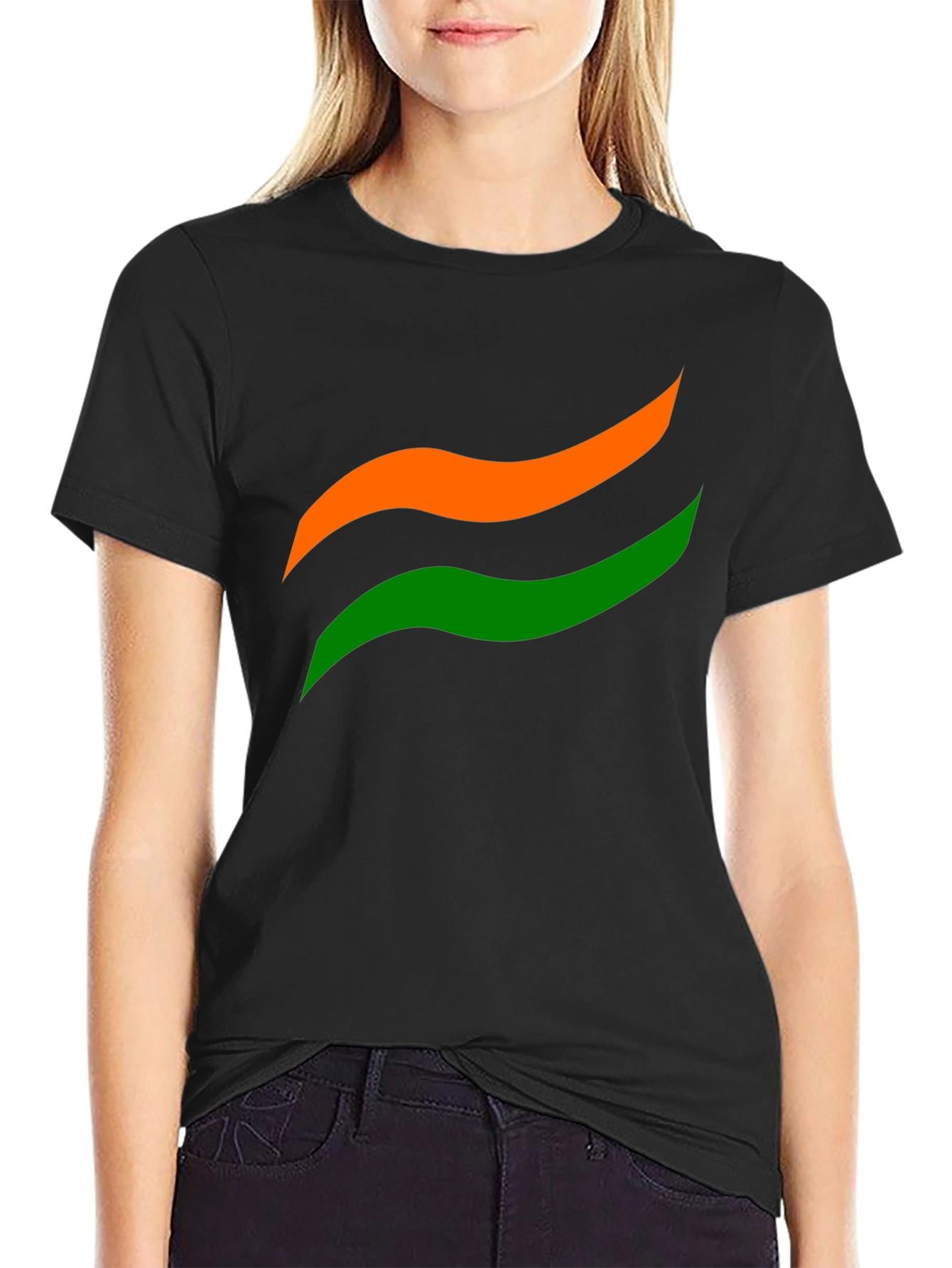 India Flag Graphic Black Tee - Mens Cotton T-Shirt