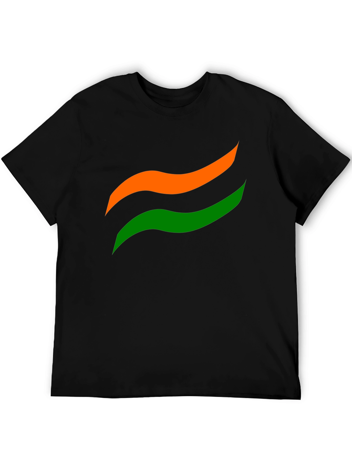 India Flag Graphic Black Tee - Mens Cotton T-Shirt