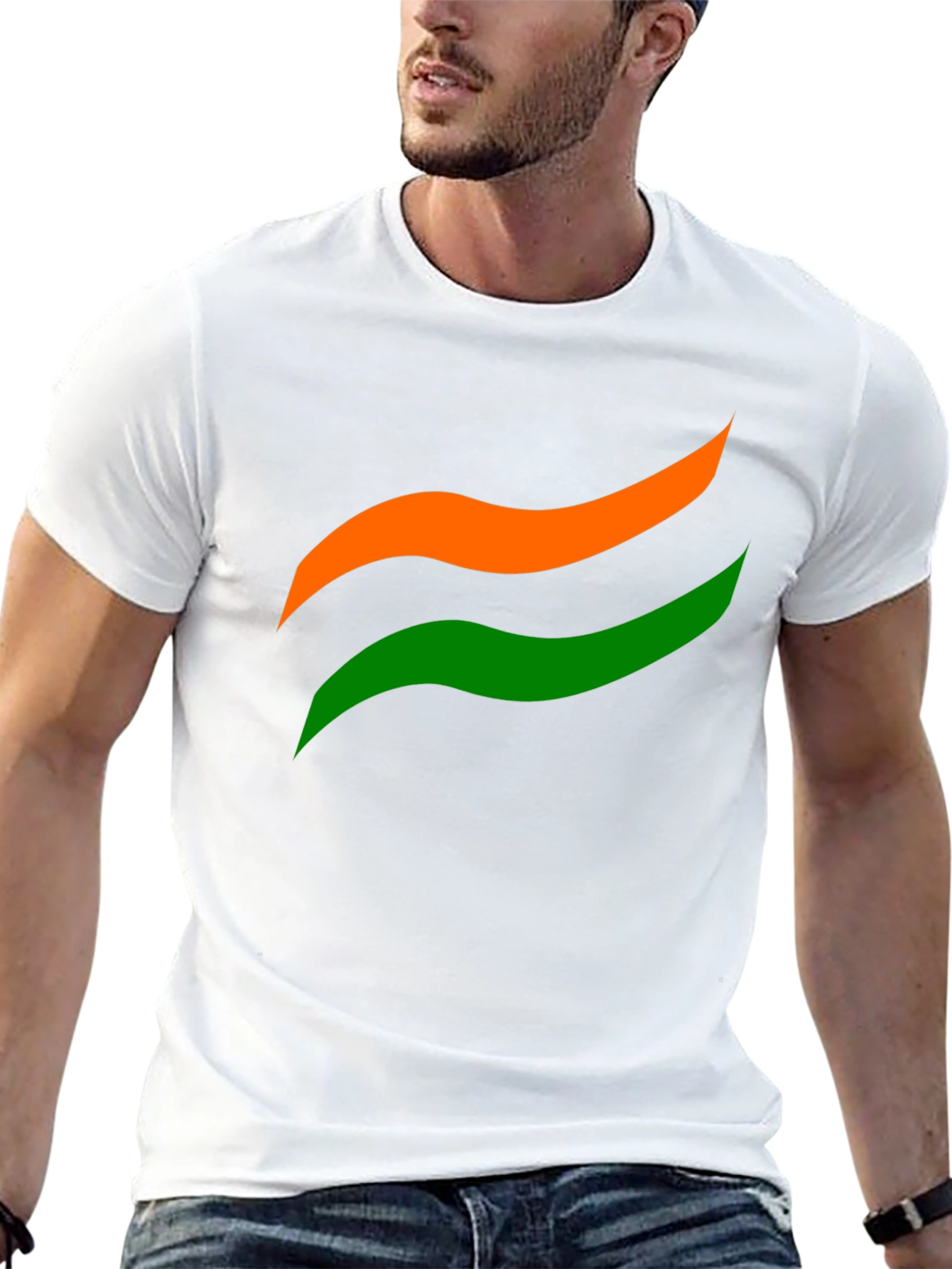 India Flag Graphic Black Tee - Mens Cotton T-Shirt