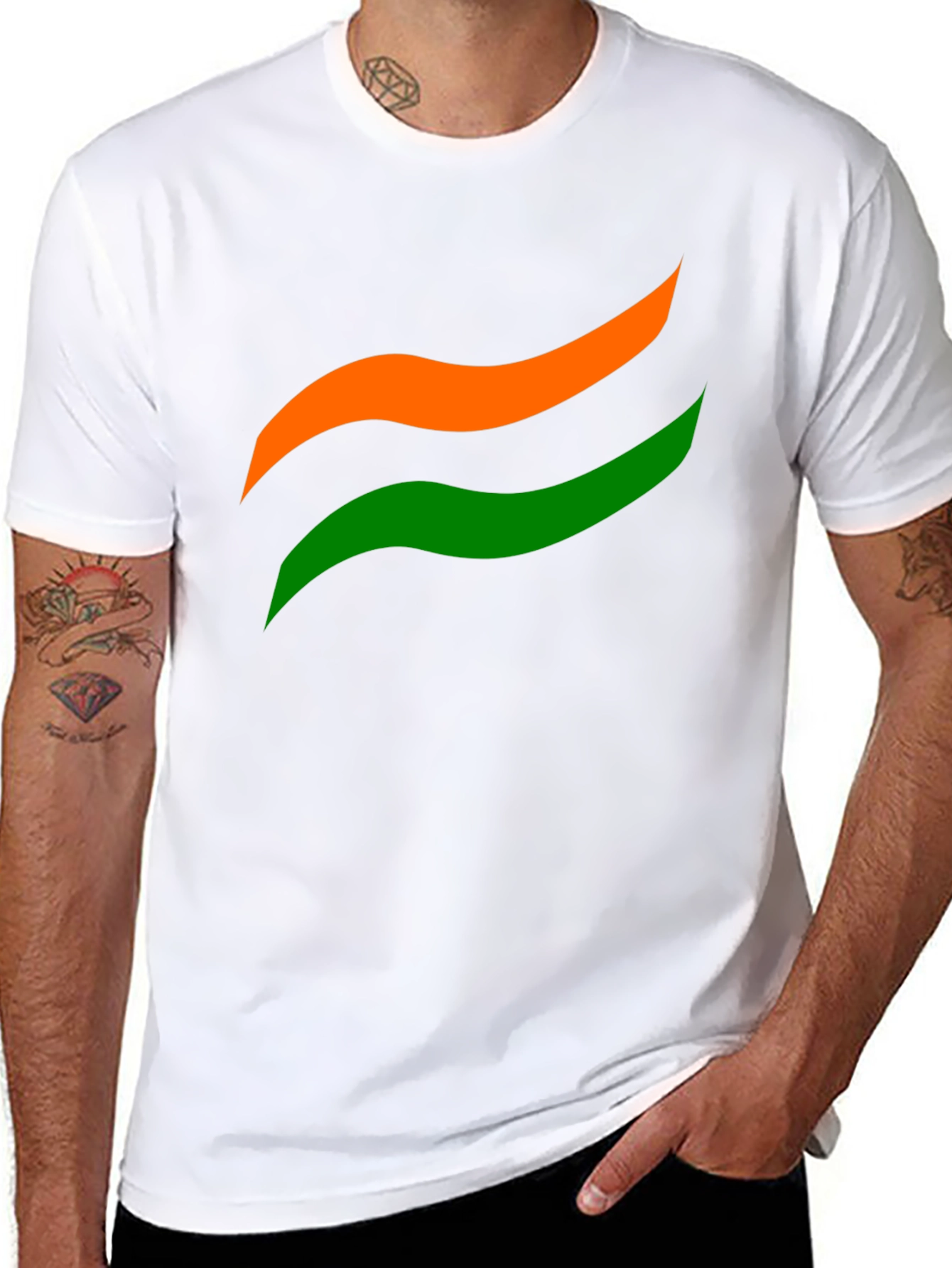 India Flag Graphic Black Tee - Mens Cotton T-Shirt