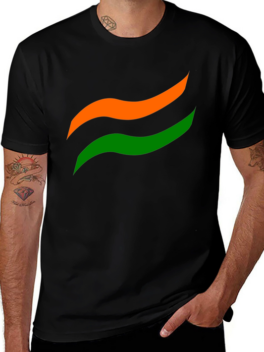 India Flag Graphic Black Tee - Mens Cotton T-Shirt