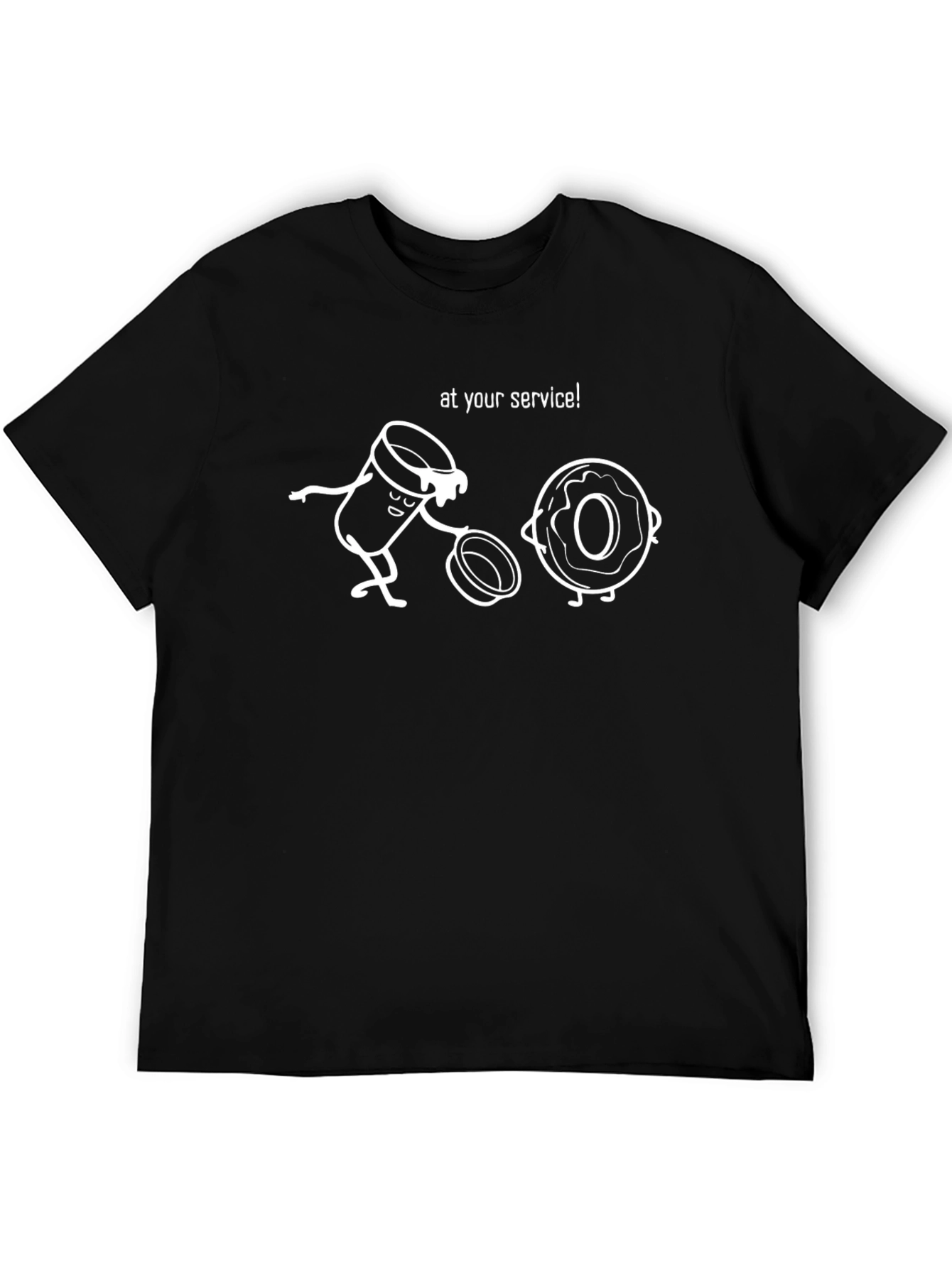 Coffee and Donut Cartoon T-Shirt - At Your Service!