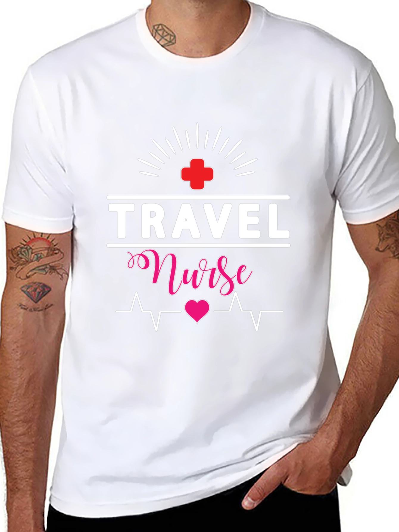 Travel Nurse T-Shirt: Heartbeat Design