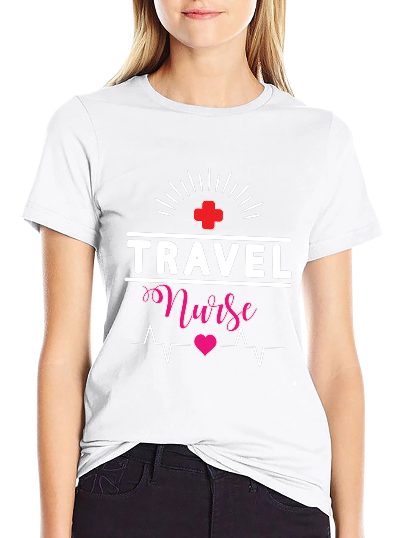Travel Nurse T-Shirt: Heartbeat Design