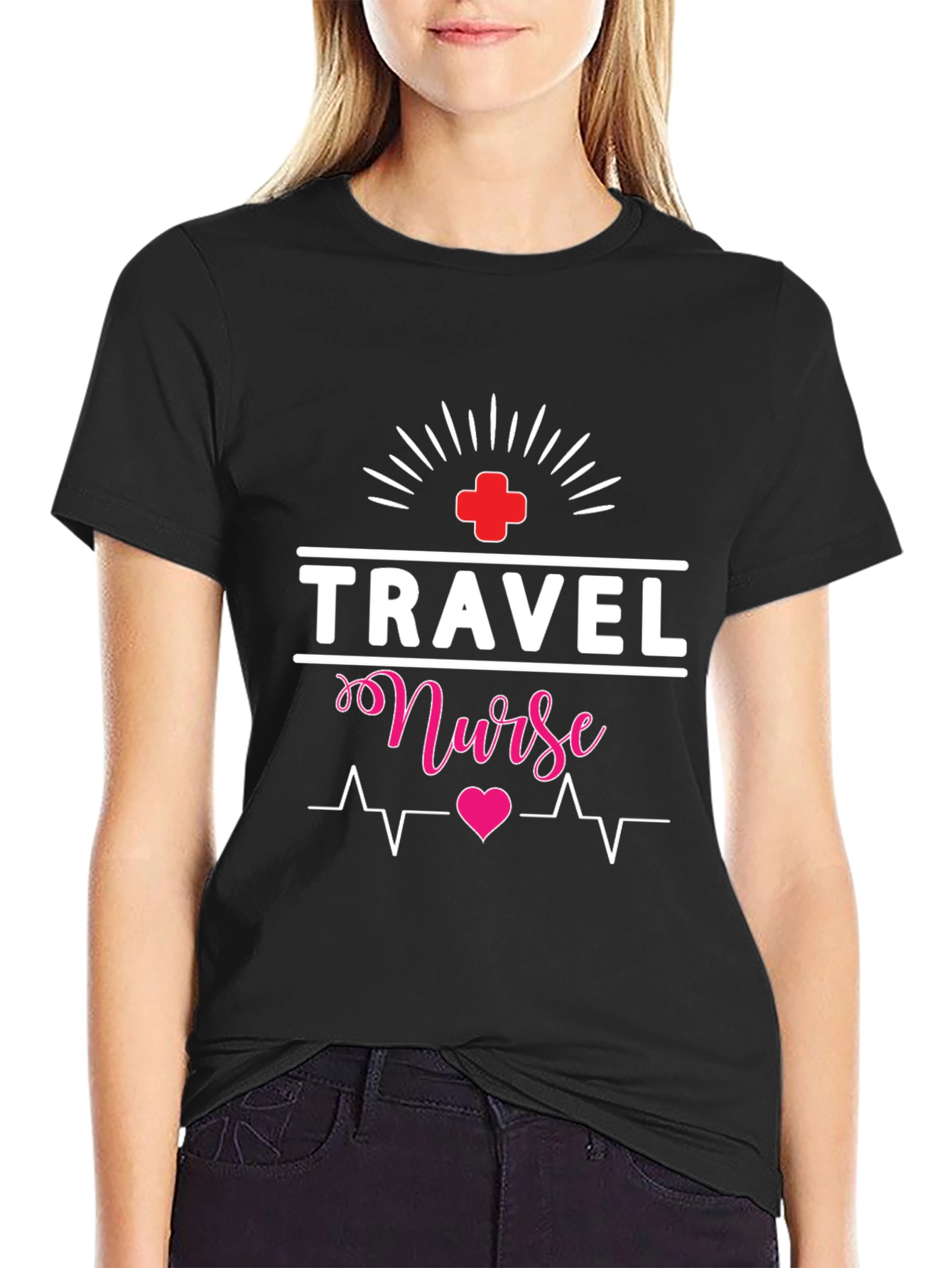 Travel Nurse T-Shirt: Heartbeat Design
