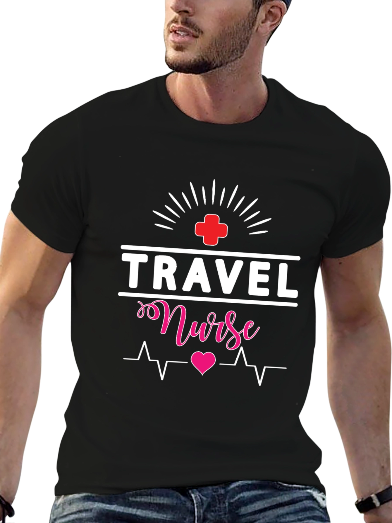 Travel Nurse T-Shirt: Heartbeat Design