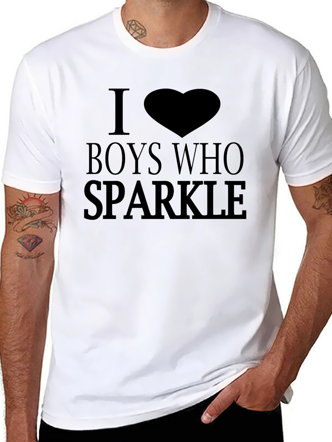 I Heart Boys Who Sparkle Black T-Shirt