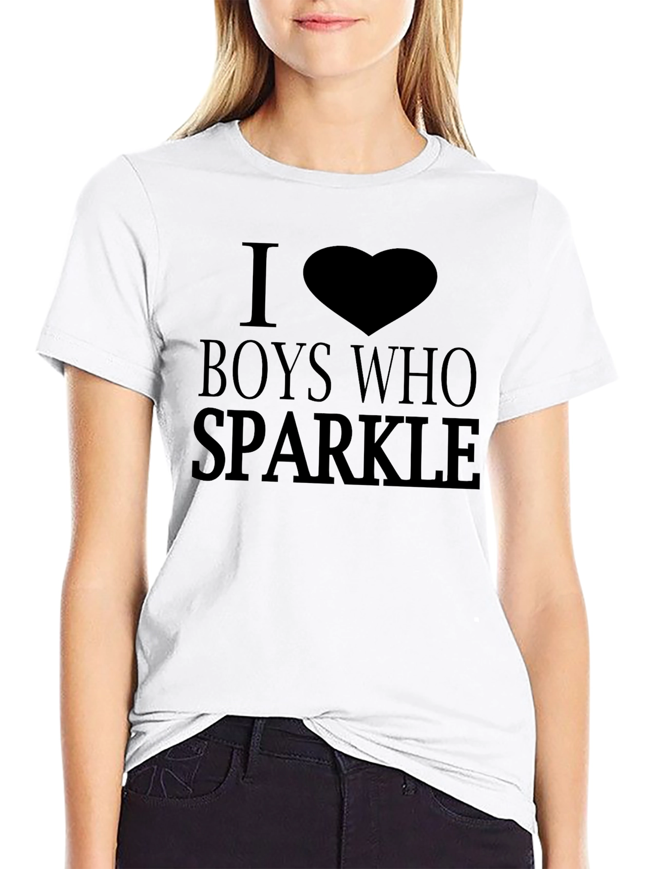 I Heart Boys Who Sparkle Black T-Shirt