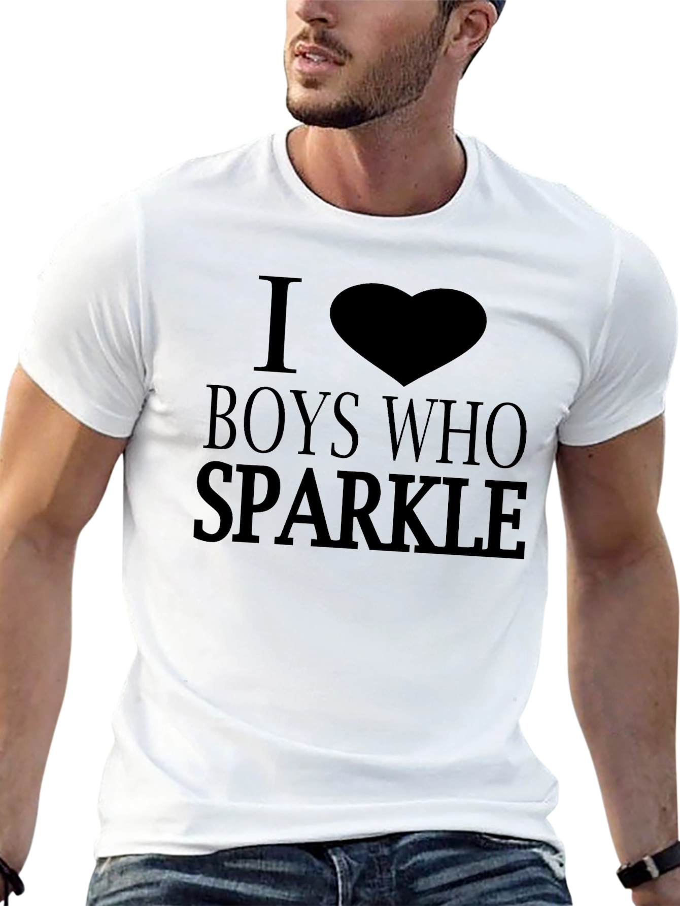I Heart Boys Who Sparkle Black T-Shirt