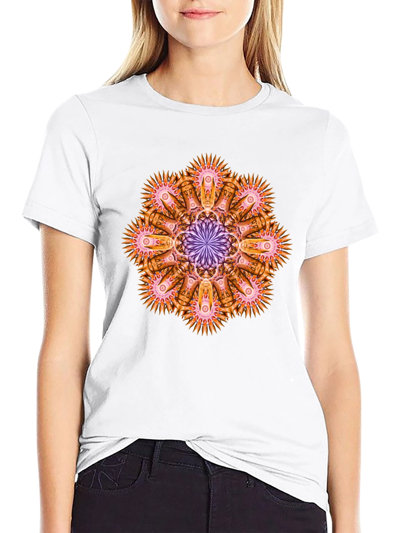 Abstract Mandala Graphic Tee - Black Cotton