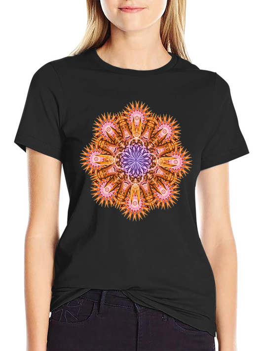 Abstract Mandala Graphic Tee - Black Cotton