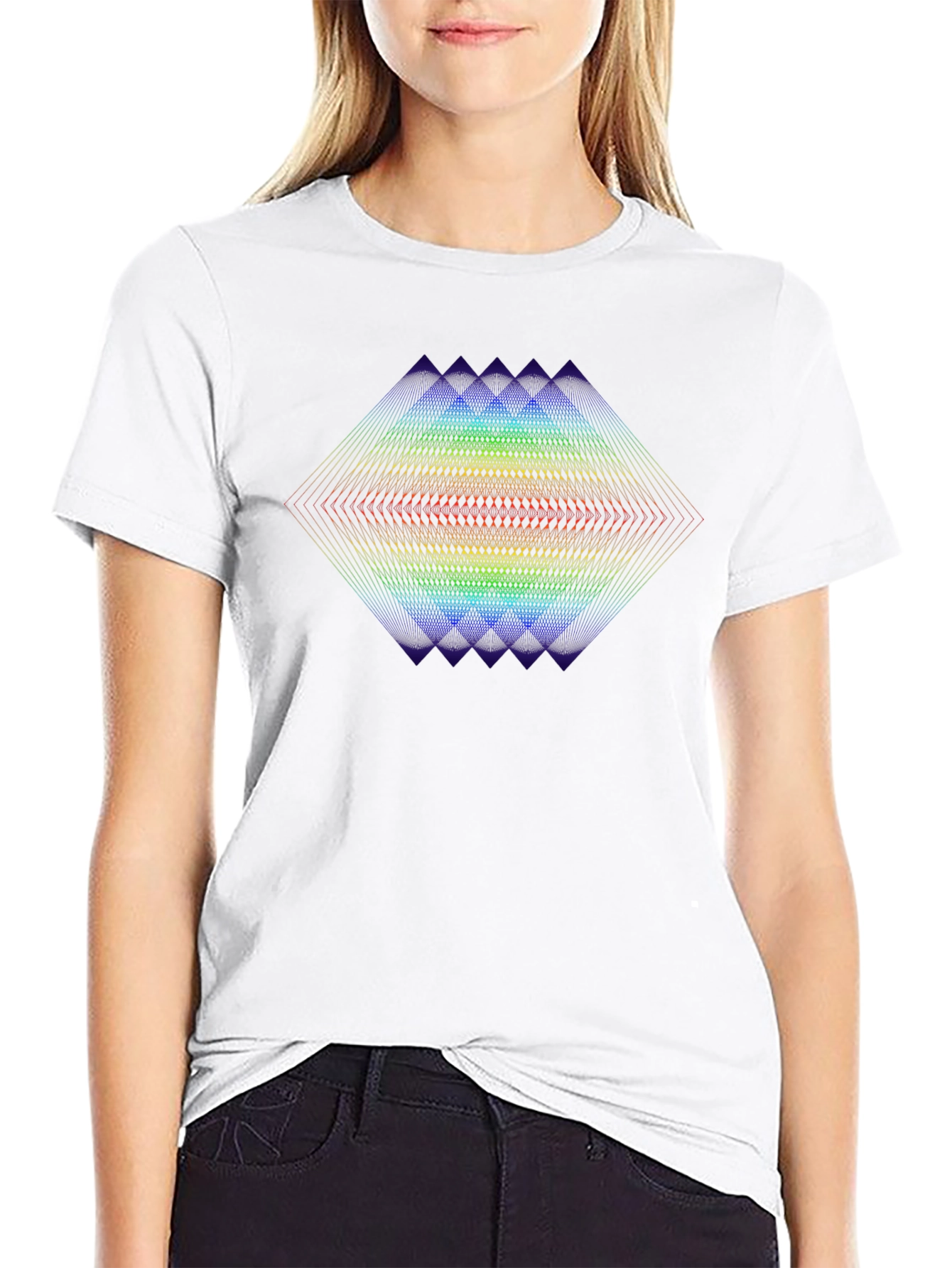 Geometric Rainbow Prism Graphic Tee